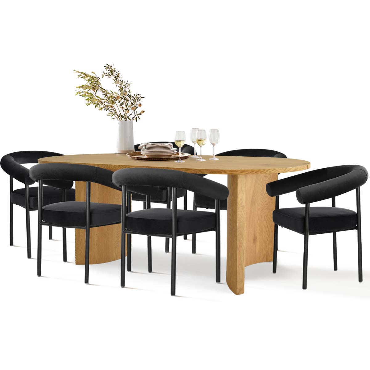 Dwen & New York 79" Oval Dining Table Set for 6 (7-Piece)
