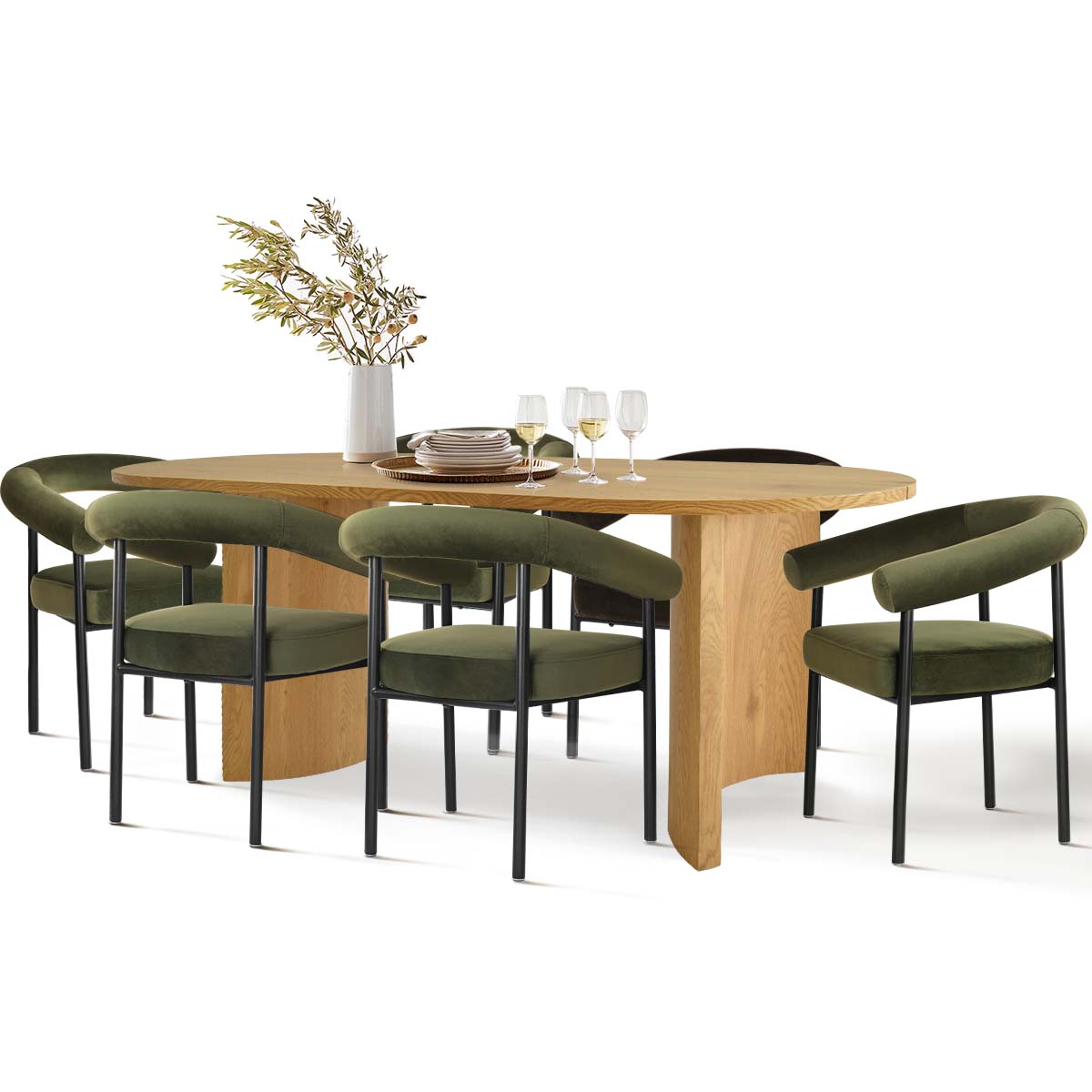 Dwen & New York 79" Oval Dining Table Set for 6 (7-Piece)