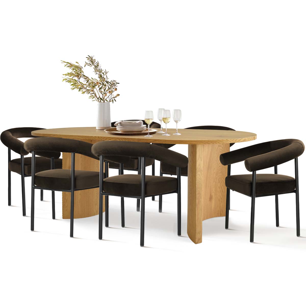 Dwen & New York 79" Oval Dining Table Set for 6 (7-Piece)