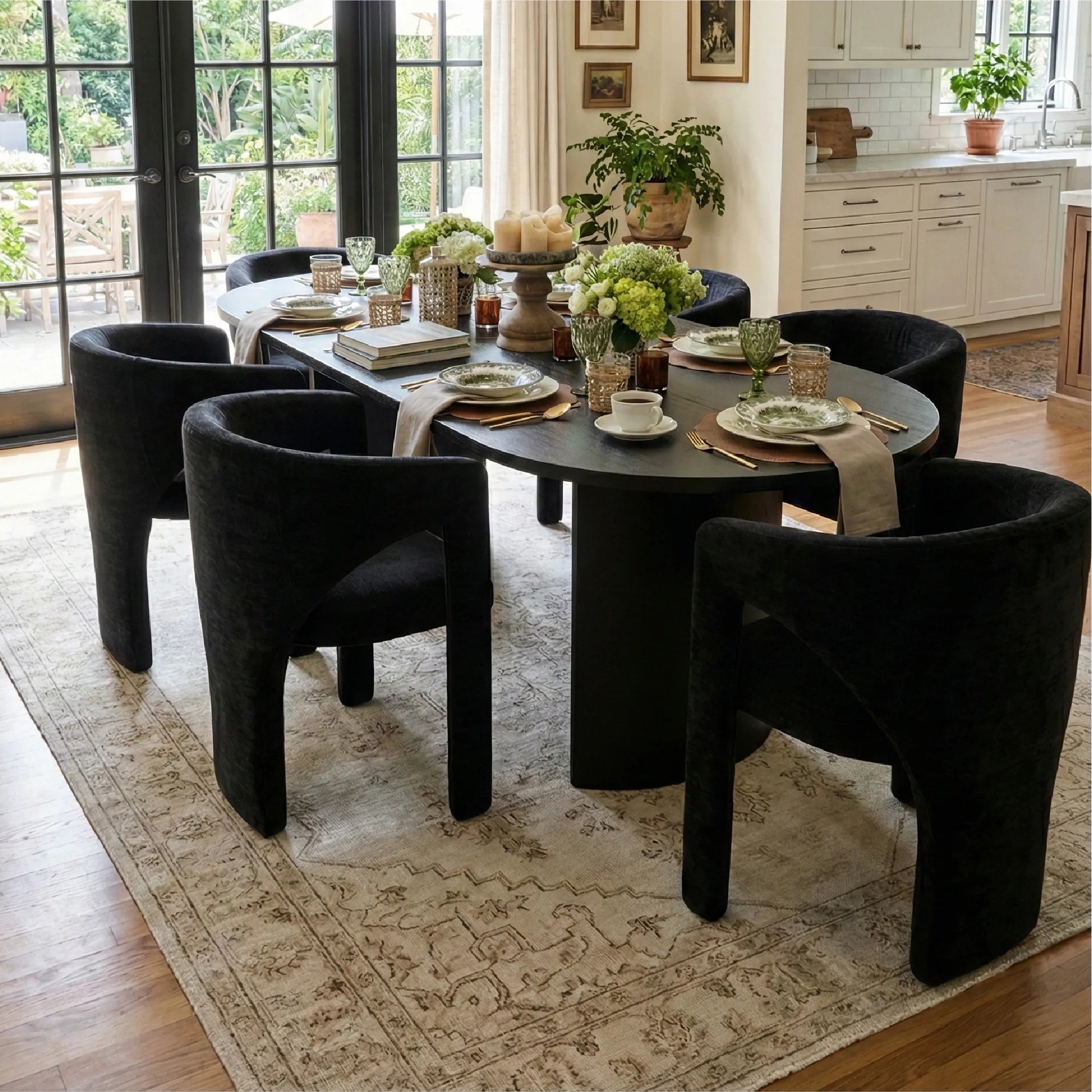 Dwen & Khloe 79" Oval Dining Table Set for 6 (7-Piece)