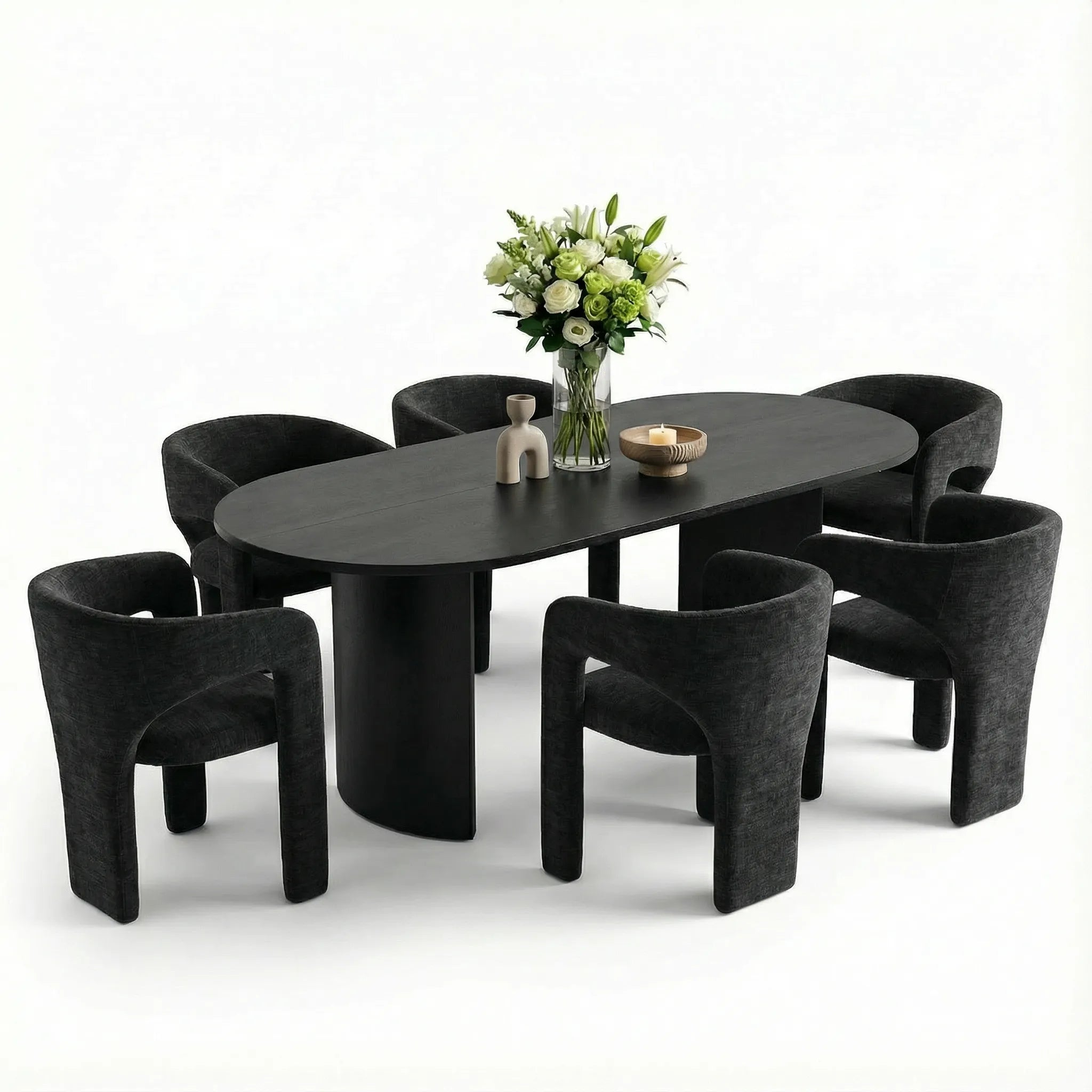 Dwen & Khloe 79" Oval Dining Table Set for 6 (7-Piece)