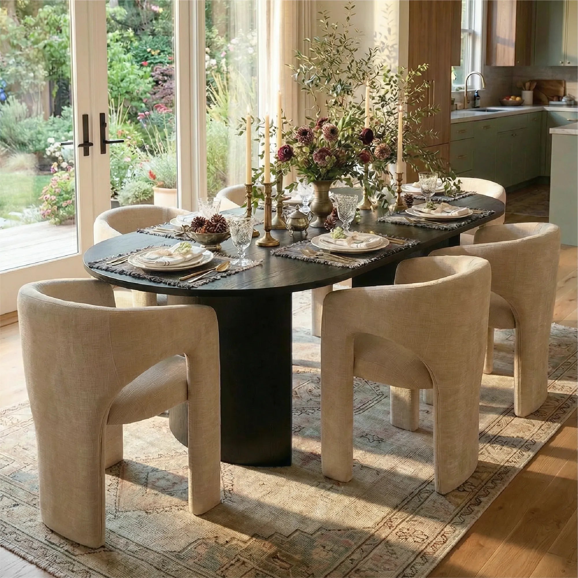 Dwen & Khloe 79" Oval Dining Table Set for 6 (7-Piece)