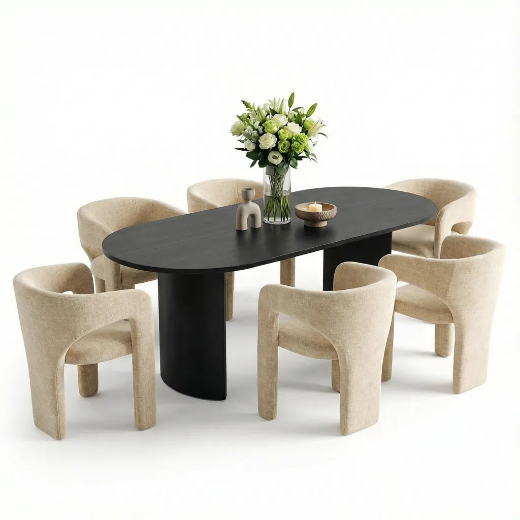Dwen & Khloe 79" Oval Dining Table Set for 6 (7-Piece)