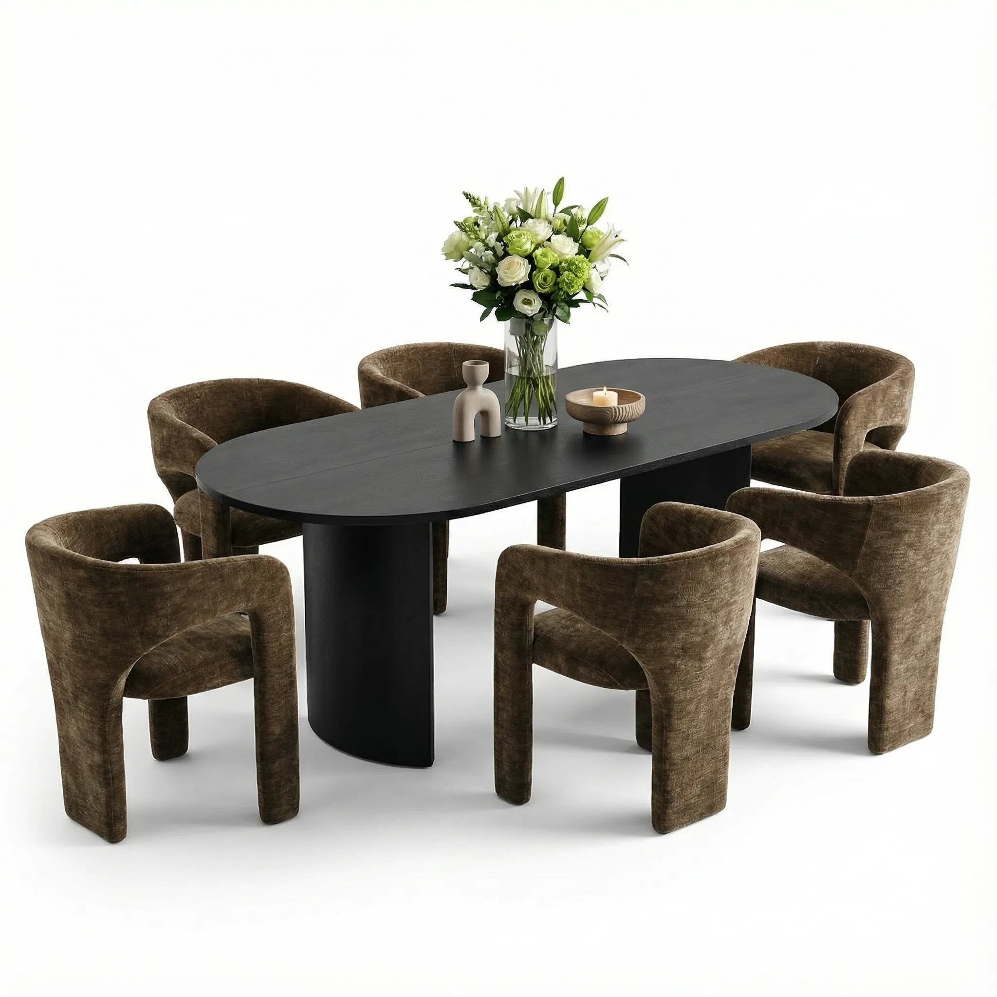 Dwen & Khloe 79" Oval Dining Table Set for 6 (7-Piece)