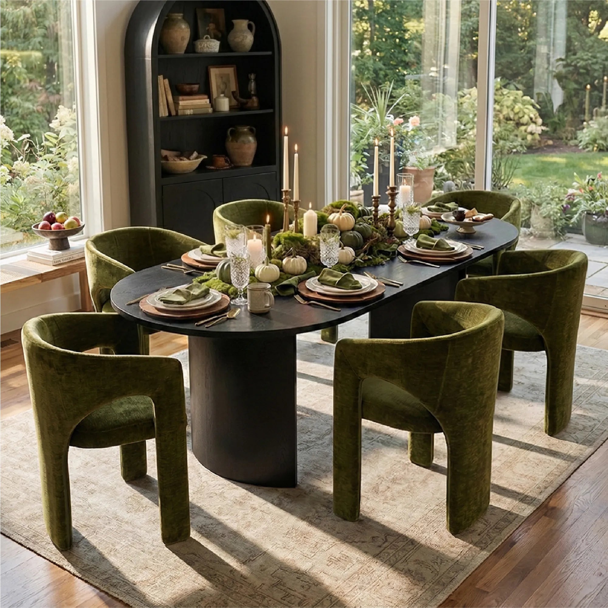 Dwen & Khloe 79" Oval Dining Table Set for 6 (7-Piece)