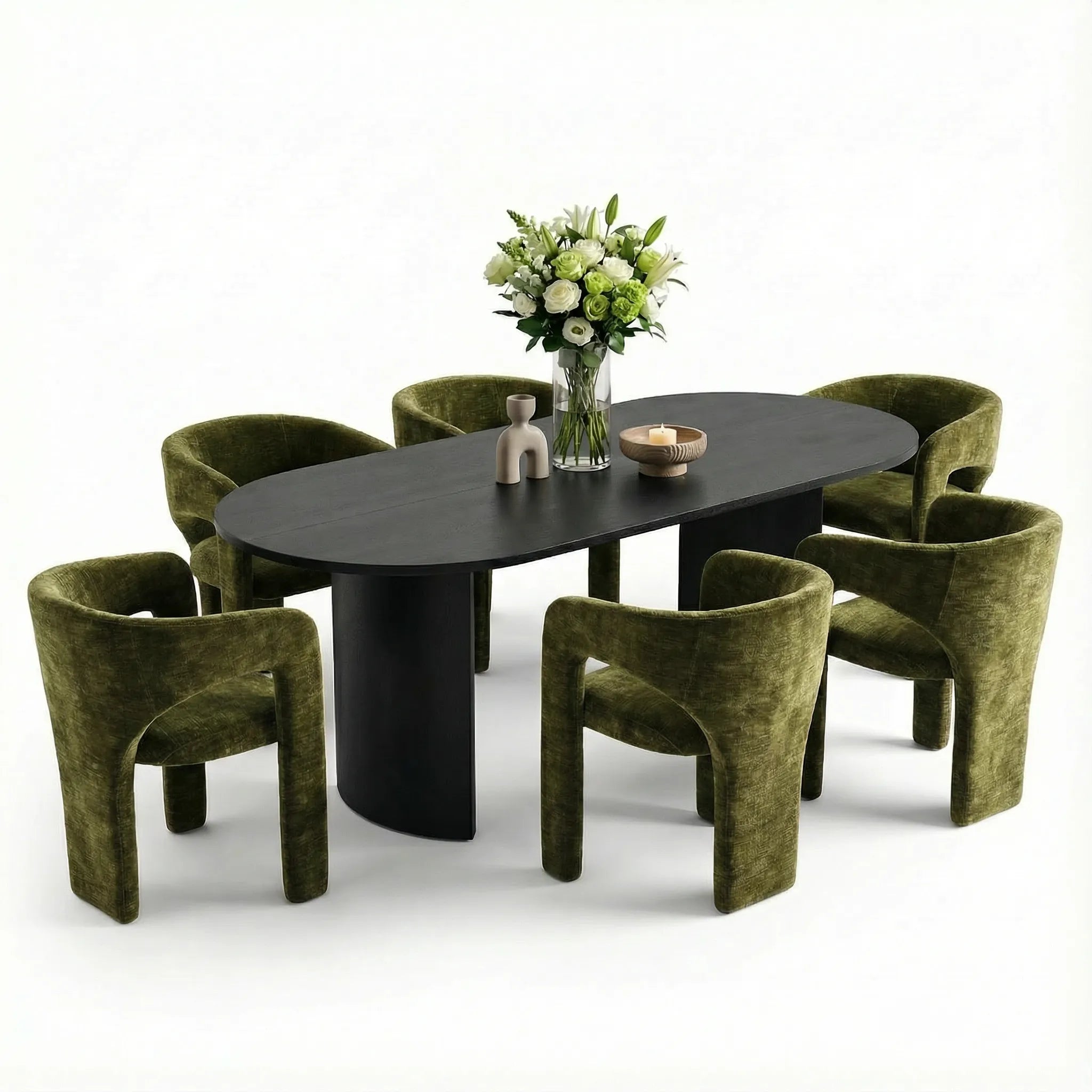Dwen & Khloe 79" Oval Dining Table Set for 6 (7-Piece)