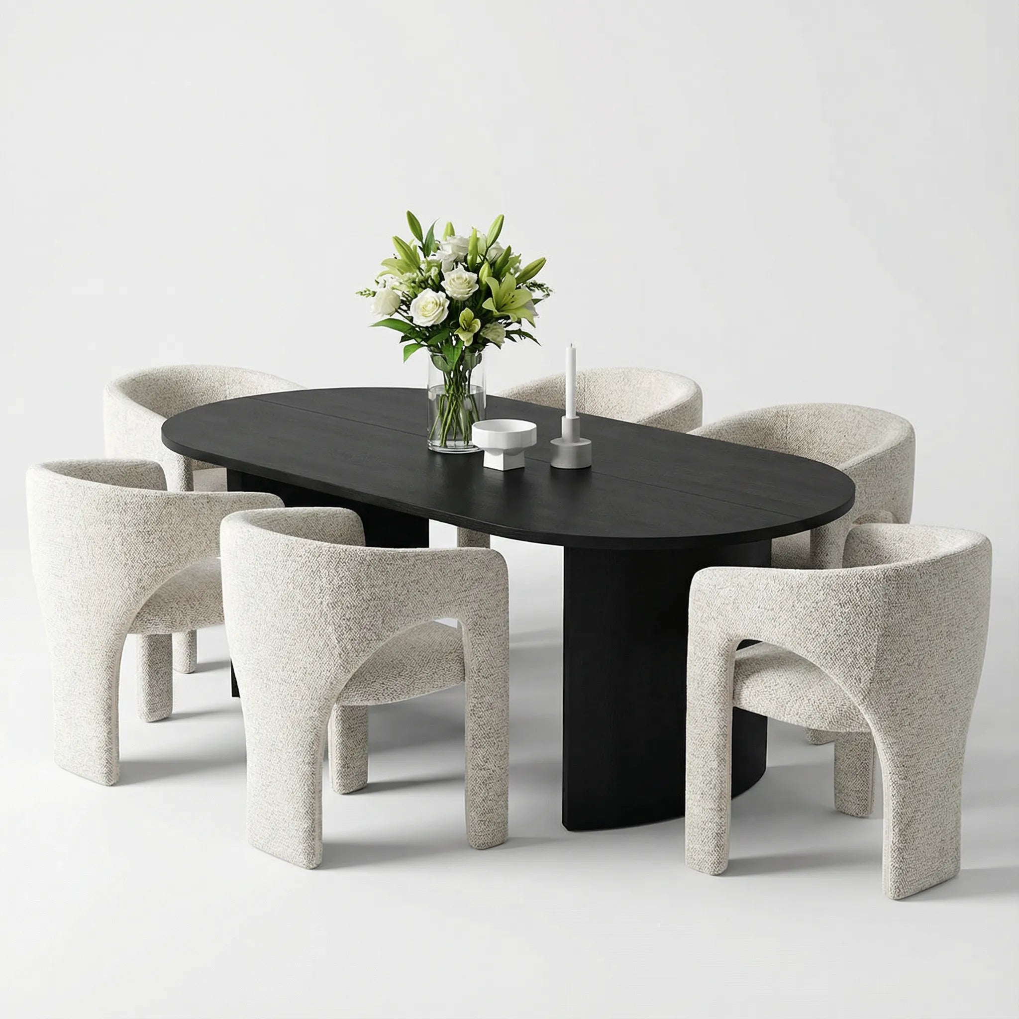 Dwen & Khloe 79" Oval Dining Table Set for 6 (7-Piece)