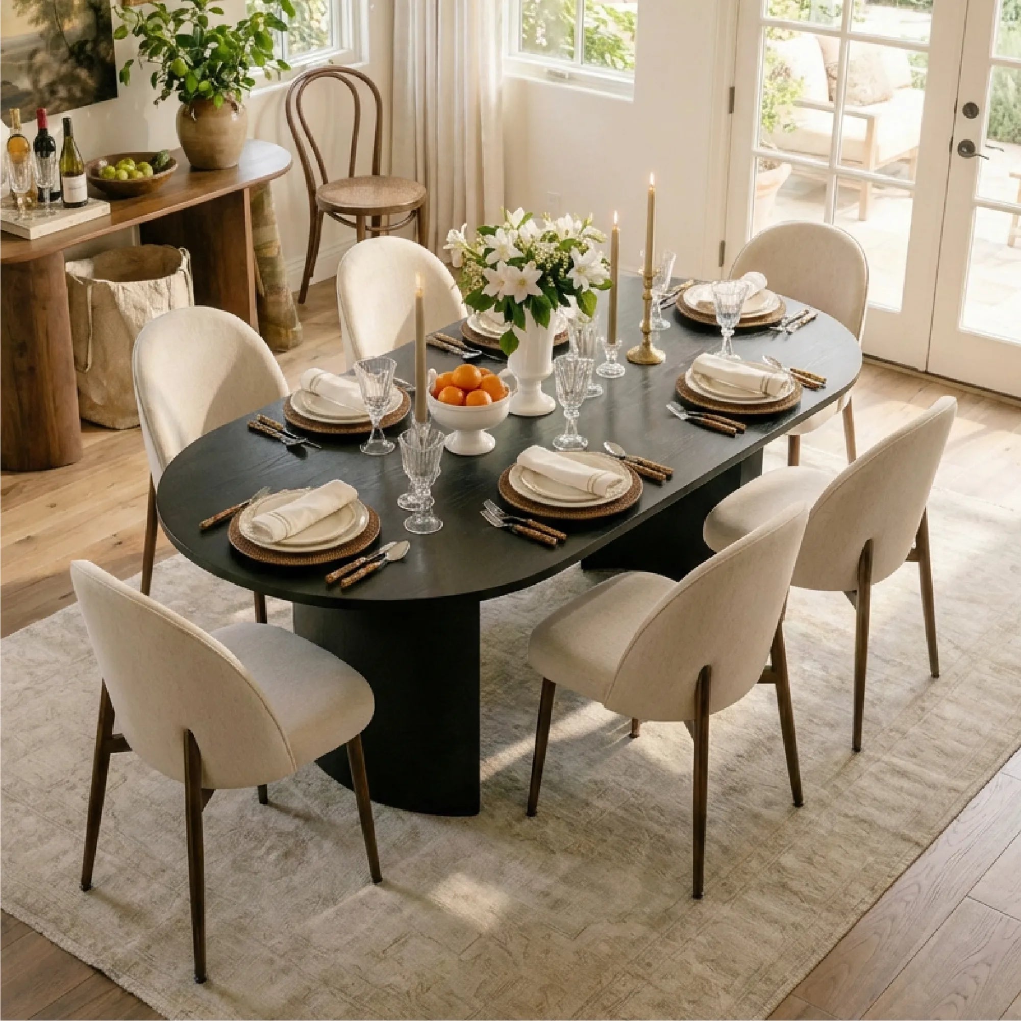 Goteborg Upholstered Dining Chair with Walnut legs (Set of 4)