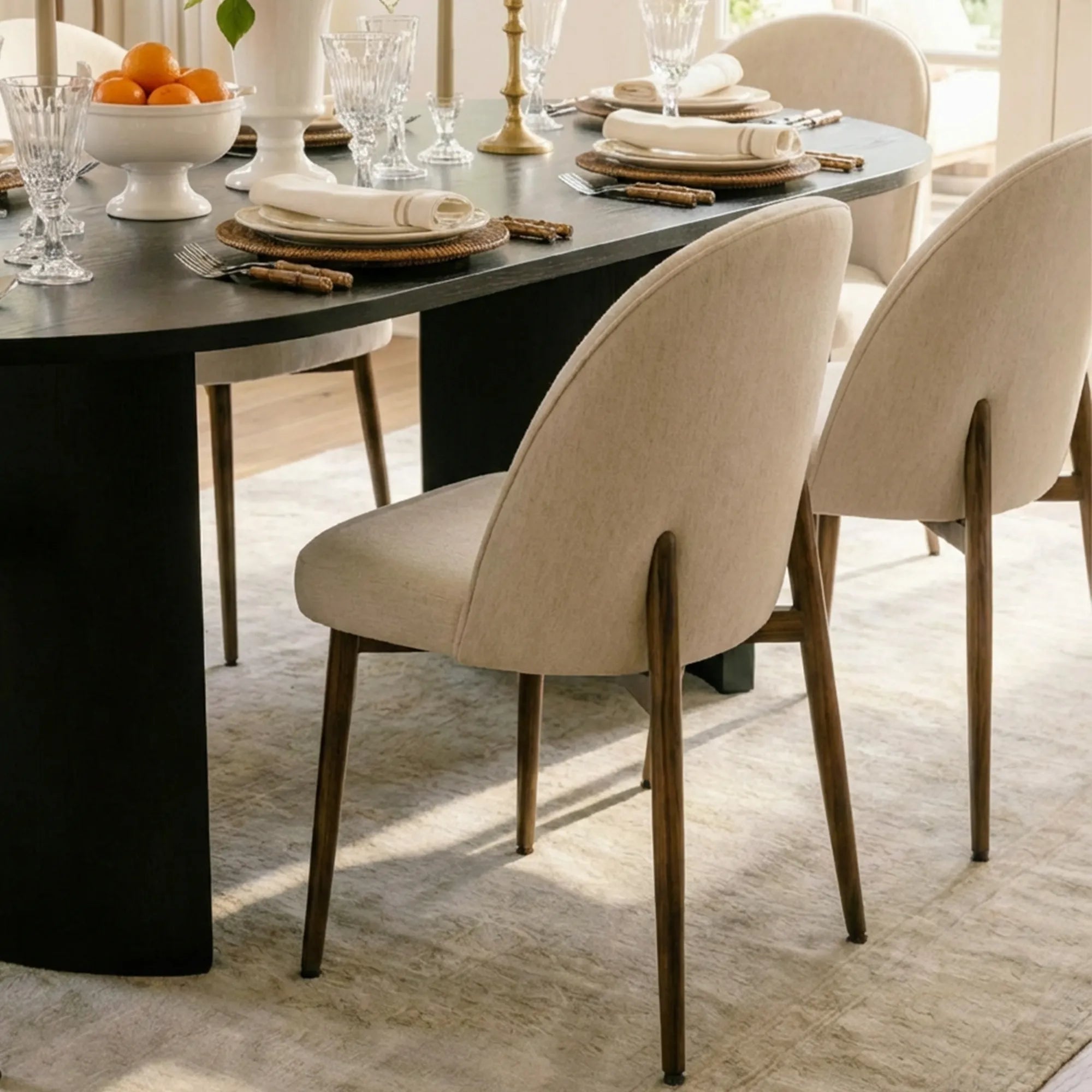 Dwen & Goteborg 79" Oval Dining Table Set for 6 (7-Piece)