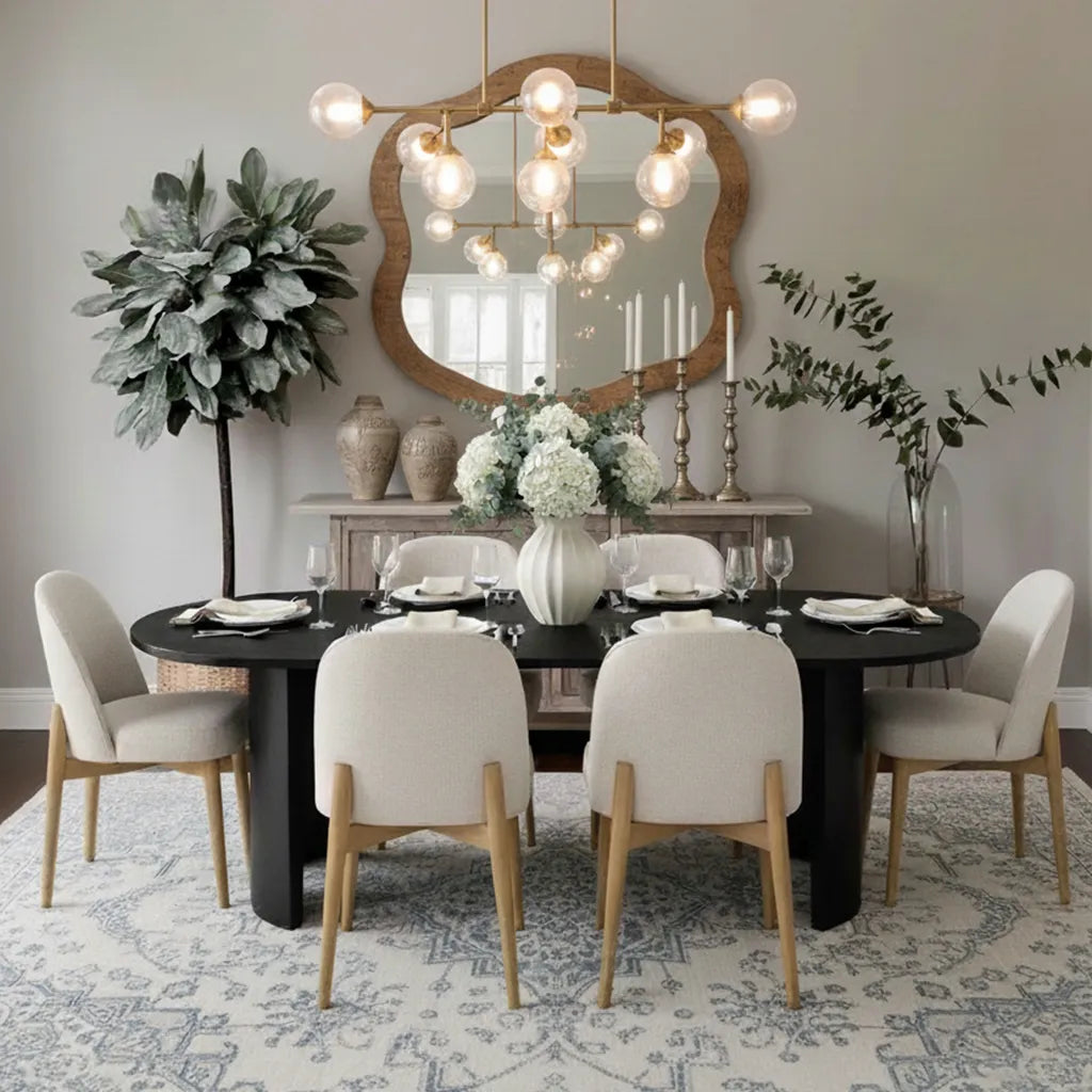 Havana Linen Upholstered Dining Chair with Solid Wood Legs (Set of 2)