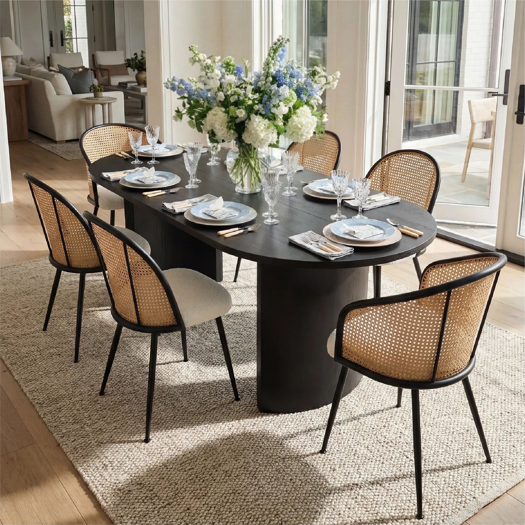 Dwen & Jules 79" Oval Dining Table Set for 6 (7-Piece)