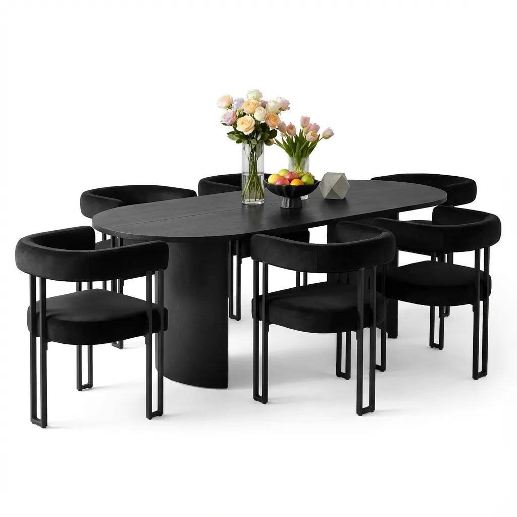 Dwen & Mia 79" Oval Dining Table Set for 6 (7-Piece)