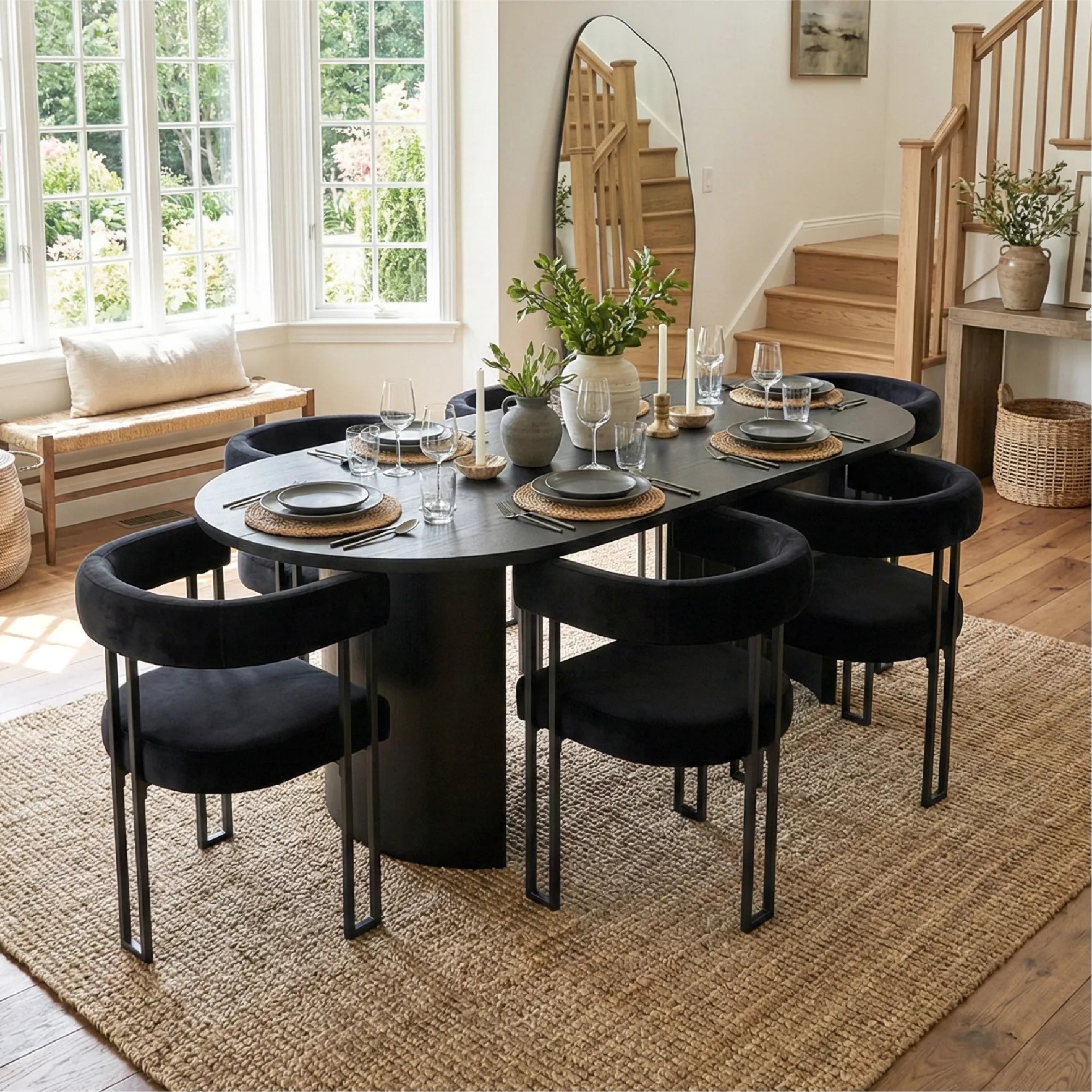 Dwen & Mia 79" Oval Dining Table Set for 6 (7-Piece)
