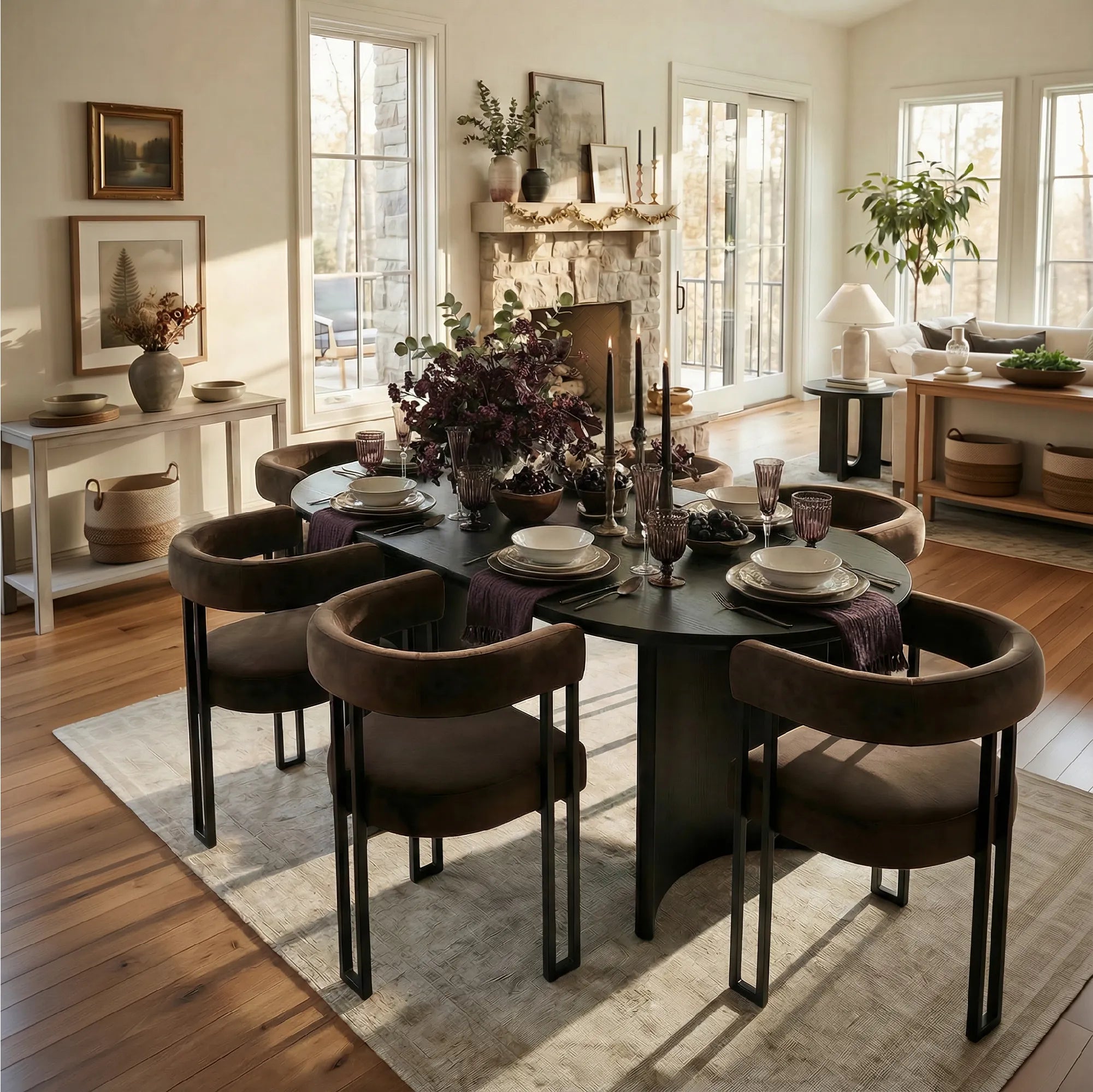 Dwen & Mia 79" Oval Dining Table Set for 6 (7-Piece)