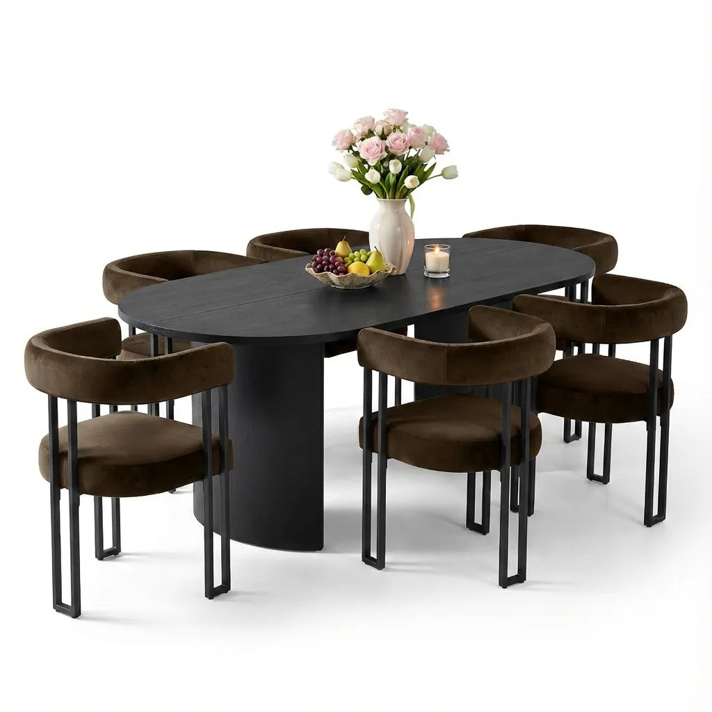 Dwen & Mia 79" Oval Dining Table Set for 6 (7-Piece)