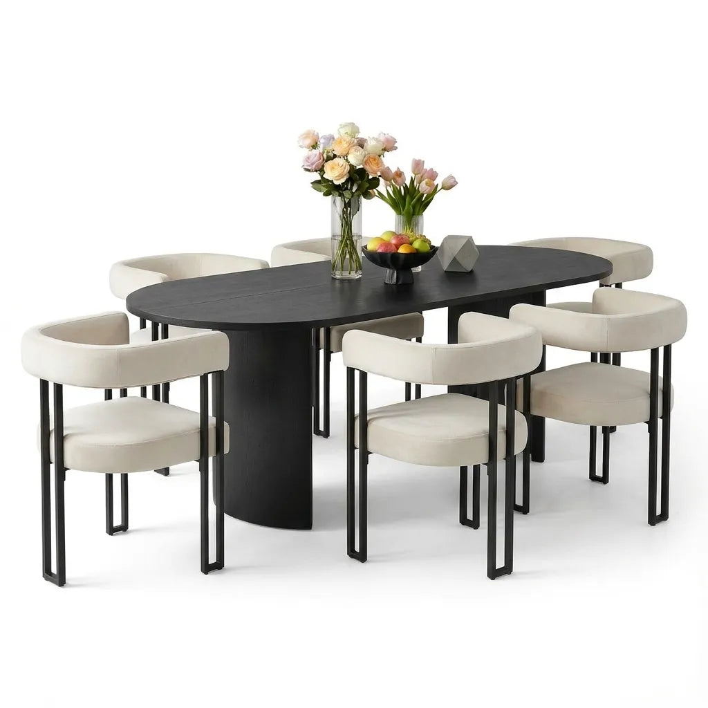 Dwen & Mia 79" Oval Dining Table Set for 6 (7-Piece)