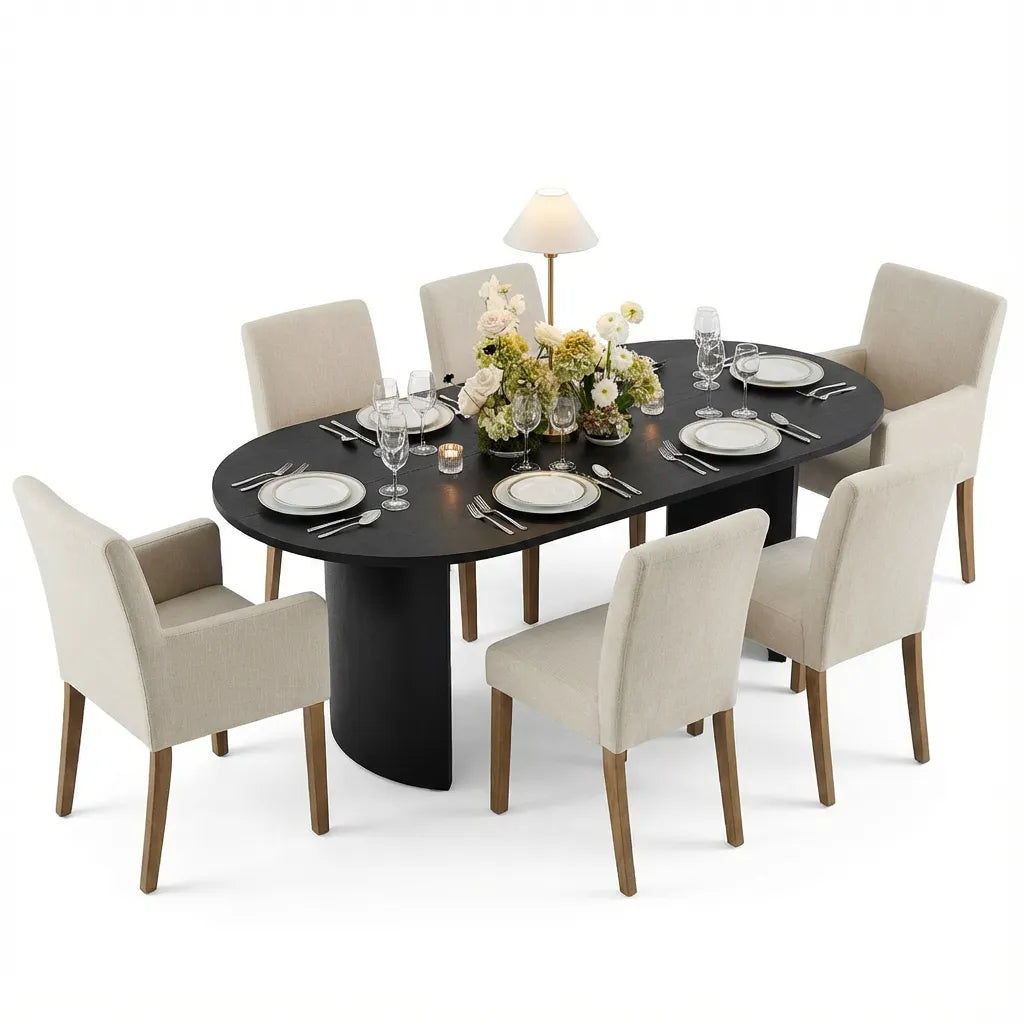 Dwen & North 79" Oval Dining Table Set for 6 (7-Piece)