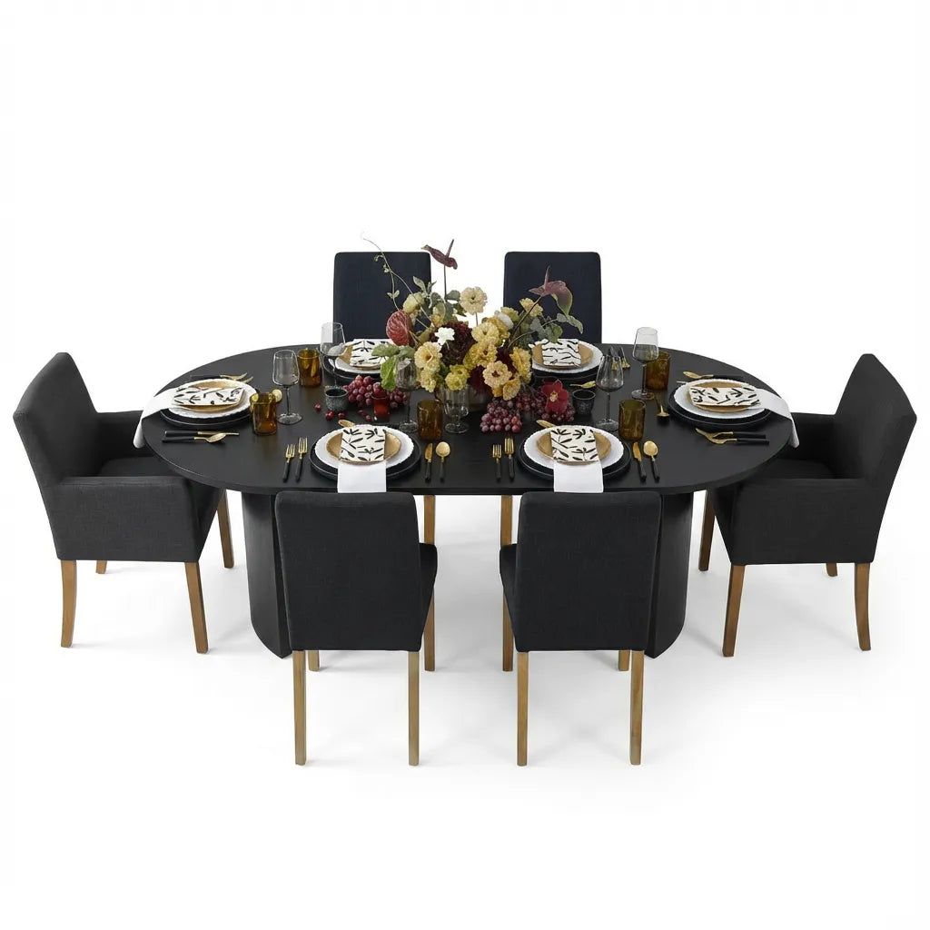 Dwen & North 79" Oval Dining Table Set for 6 (7-Piece)