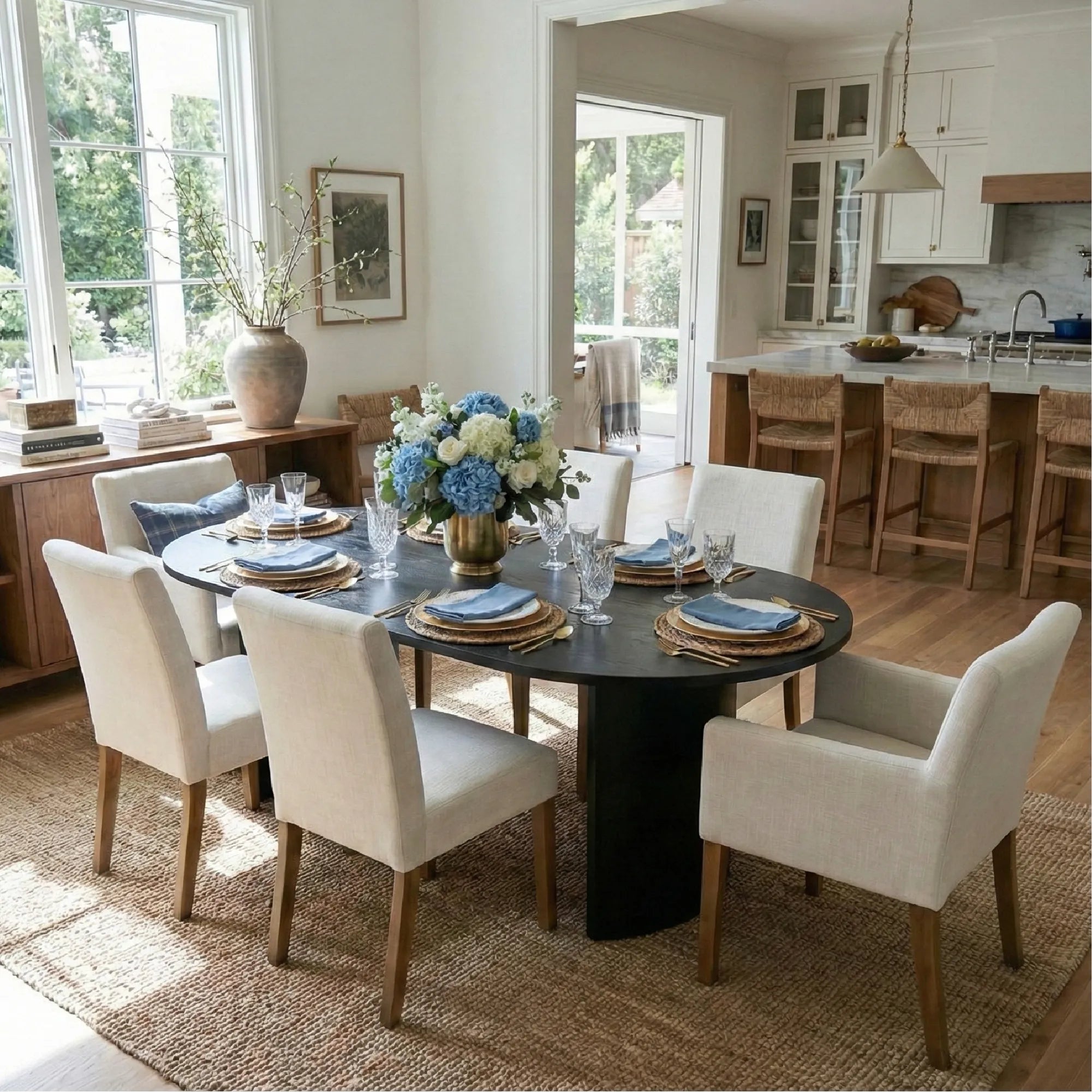 Dwen & North 79" Oval Dining Table Set for 6 (7-Piece)