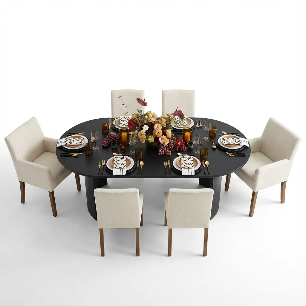 Dwen & North 79" Oval Dining Table Set for 6 (7-Piece)