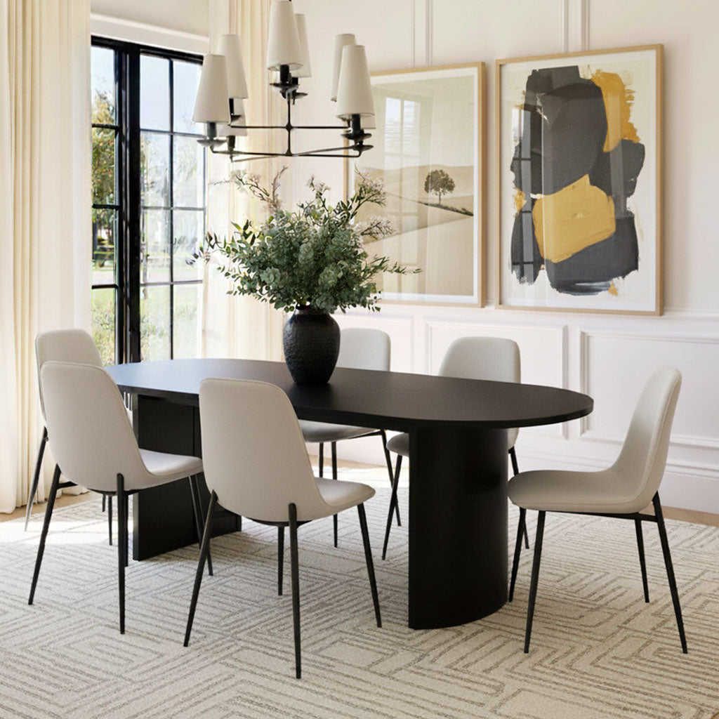 Dwen & Oslo 79" Oval Dining Table Set for 6 (7-Piece)