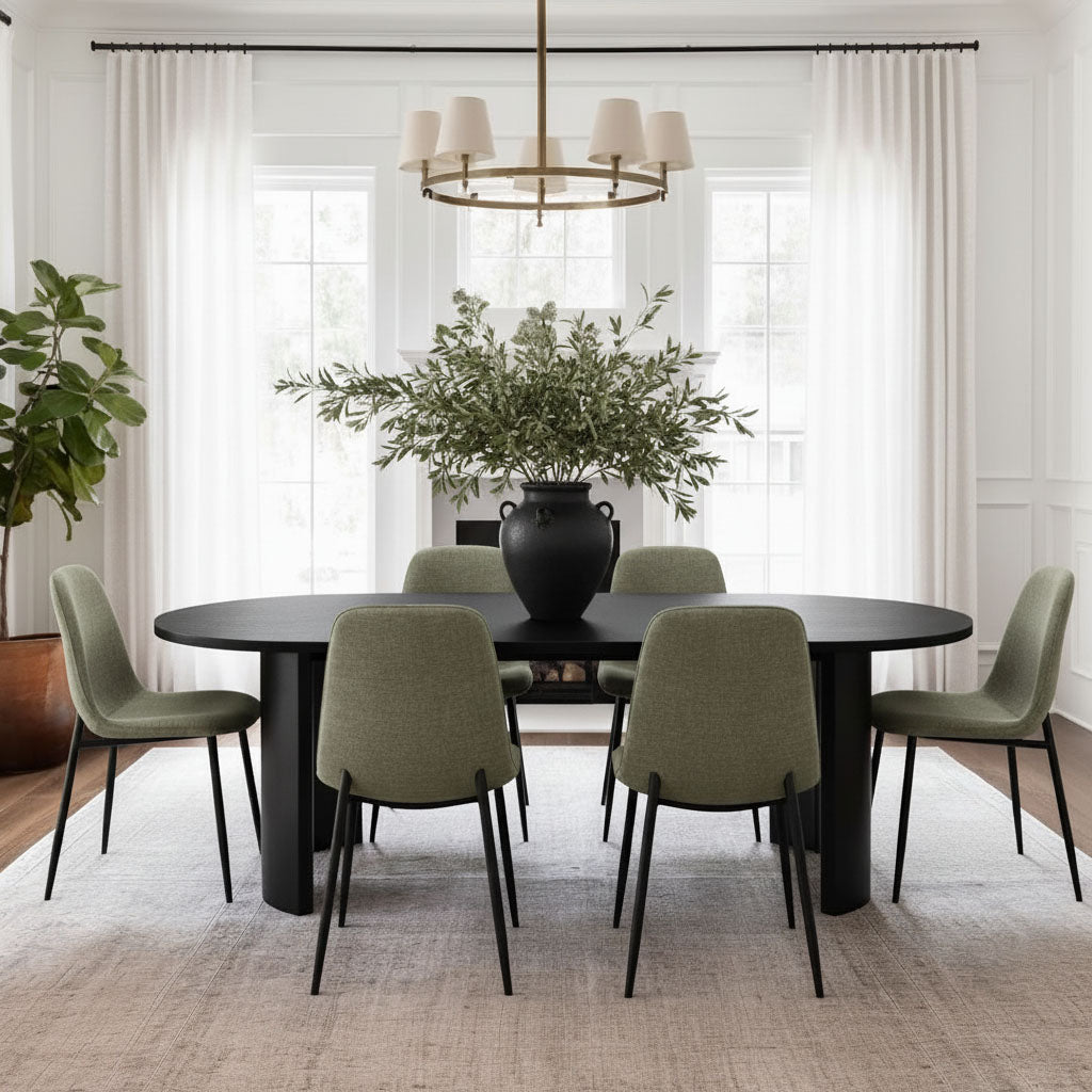 Dwen & Oslo 79" Oval Dining Table Set for 6 (7-Piece)