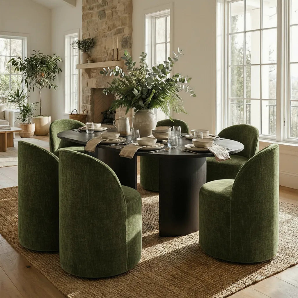 Dwen & Doris 79" Black Oval Dining Table Set for 6 (7-Piece)