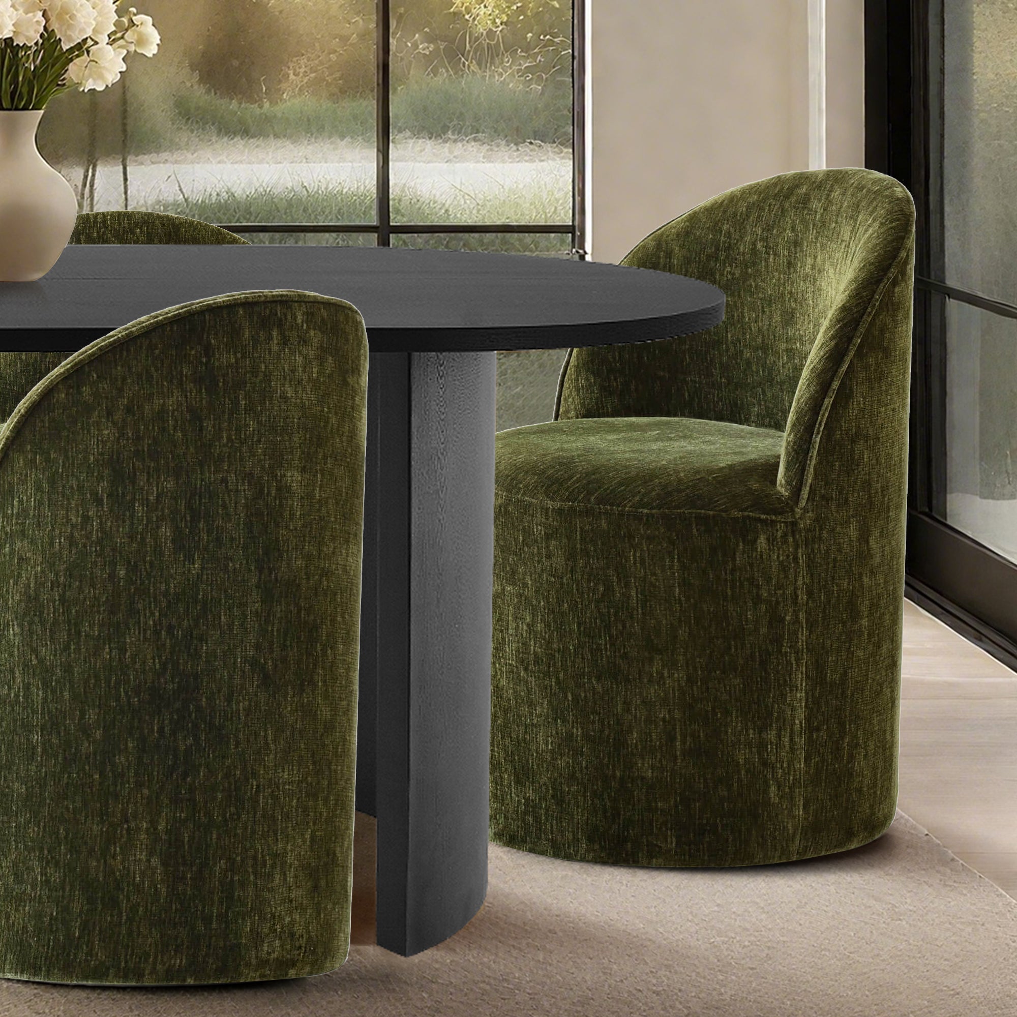 Dwen & Doris 79" Black Oval Dining Table Set for 6 (7-Piece)