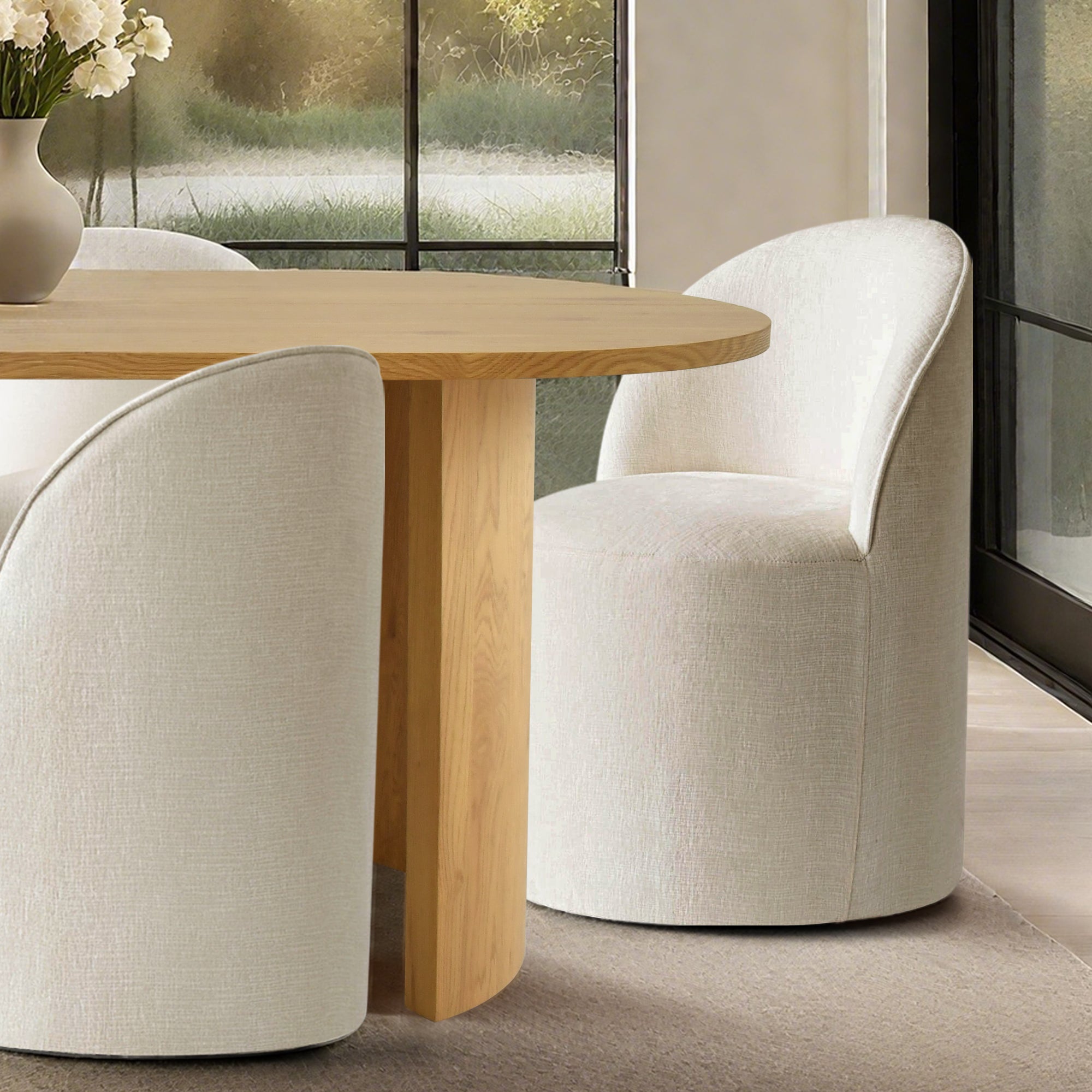 Dwen & Doris 79" Natural Oval Dining Table Set for 6 (7-Piece)