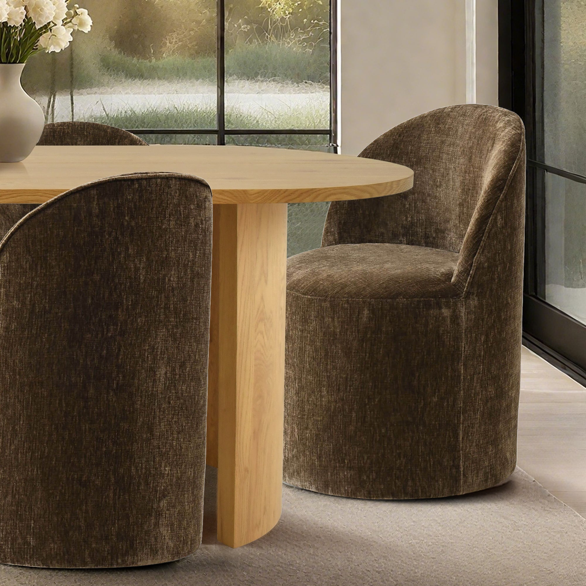 Dwen & Doris 79" Natural Oval Dining Table Set for 6 (7-Piece)