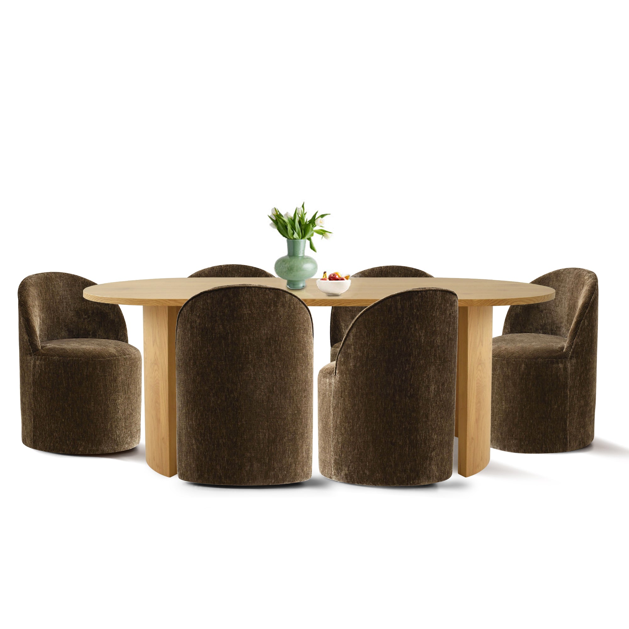 Dwen & Doris 79" Natural Oval Dining Table Set for 6 (7-Piece)