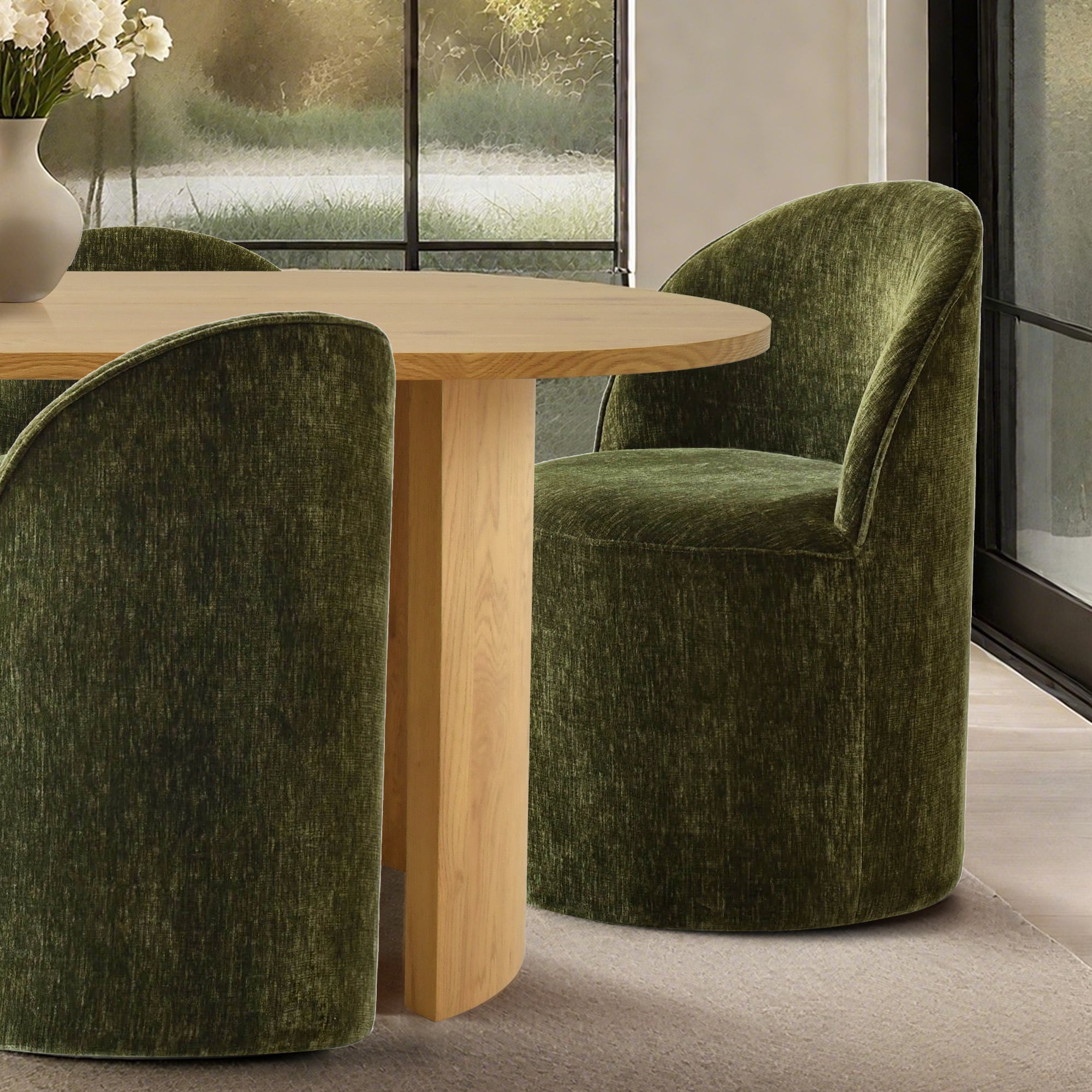 Dwen & Doris 79" Natural Oval Dining Table Set for 6 (7-Piece)