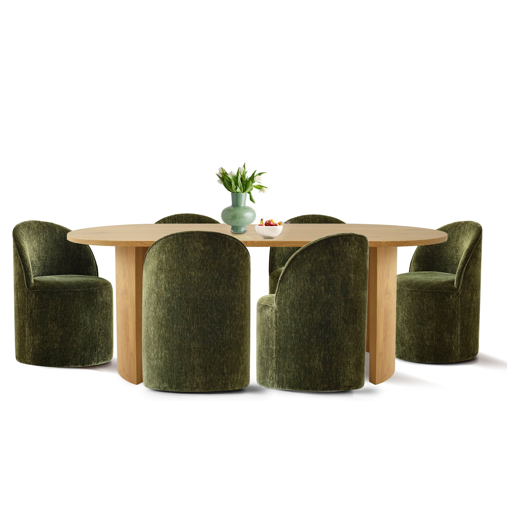 Dwen & Doris 79" Natural Oval Dining Table Set for 6 (7-Piece)