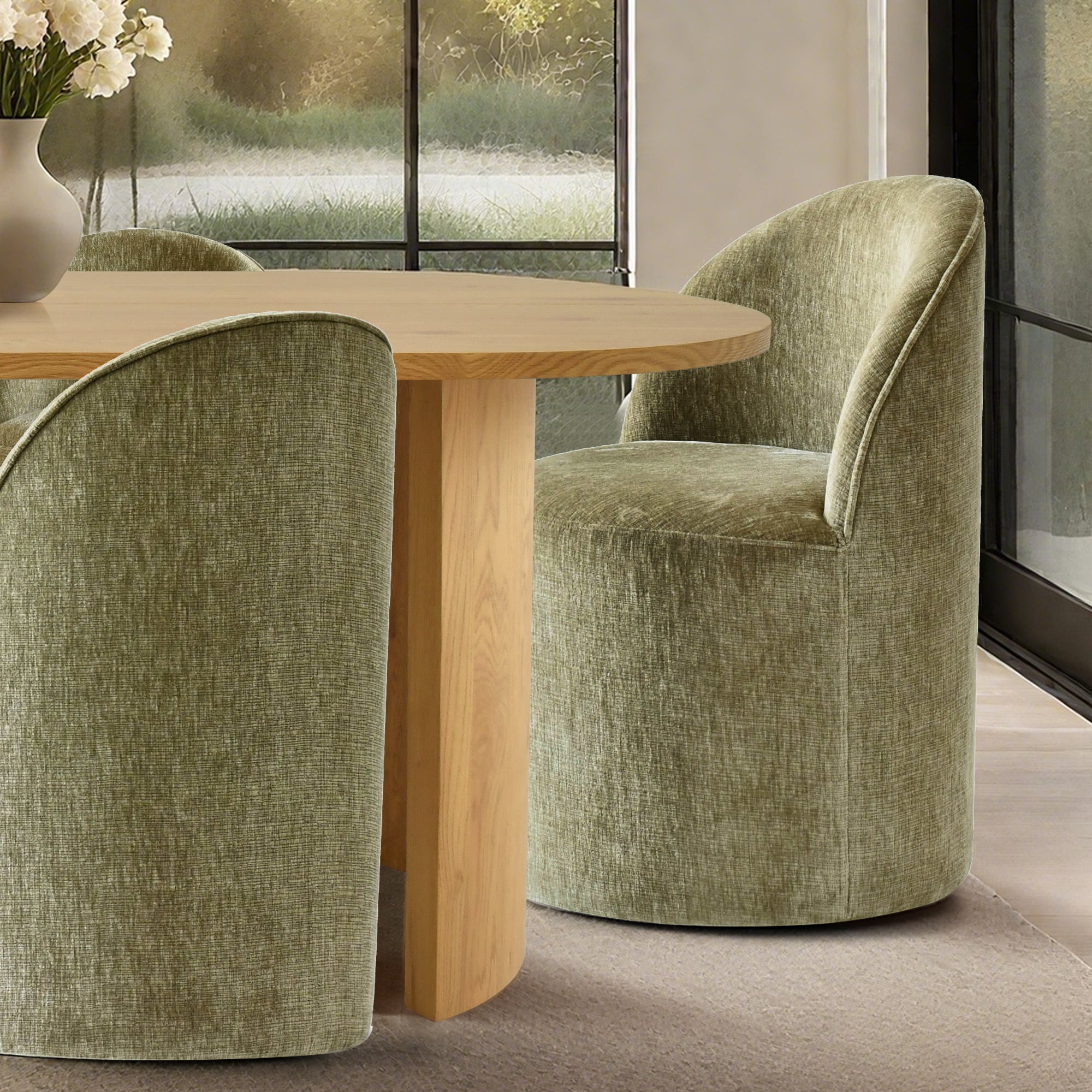 Dwen & Doris 79" Natural Oval Dining Table Set for 6 (7-Piece)