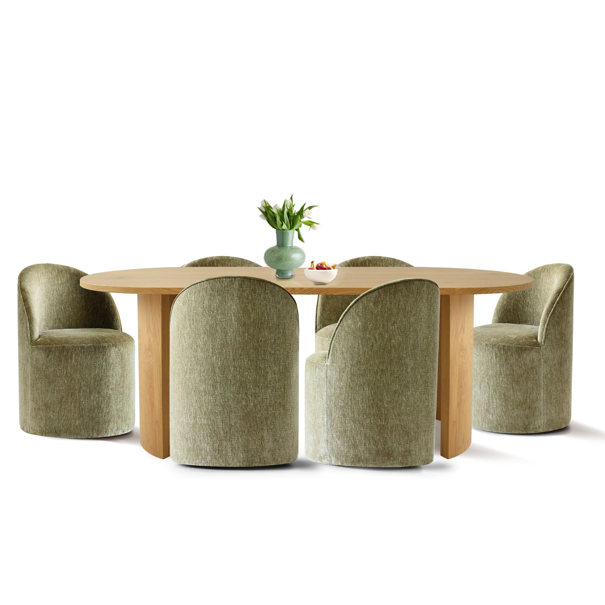 Dwen & Doris 79" Natural Oval Dining Table Set for 6 (7-Piece)