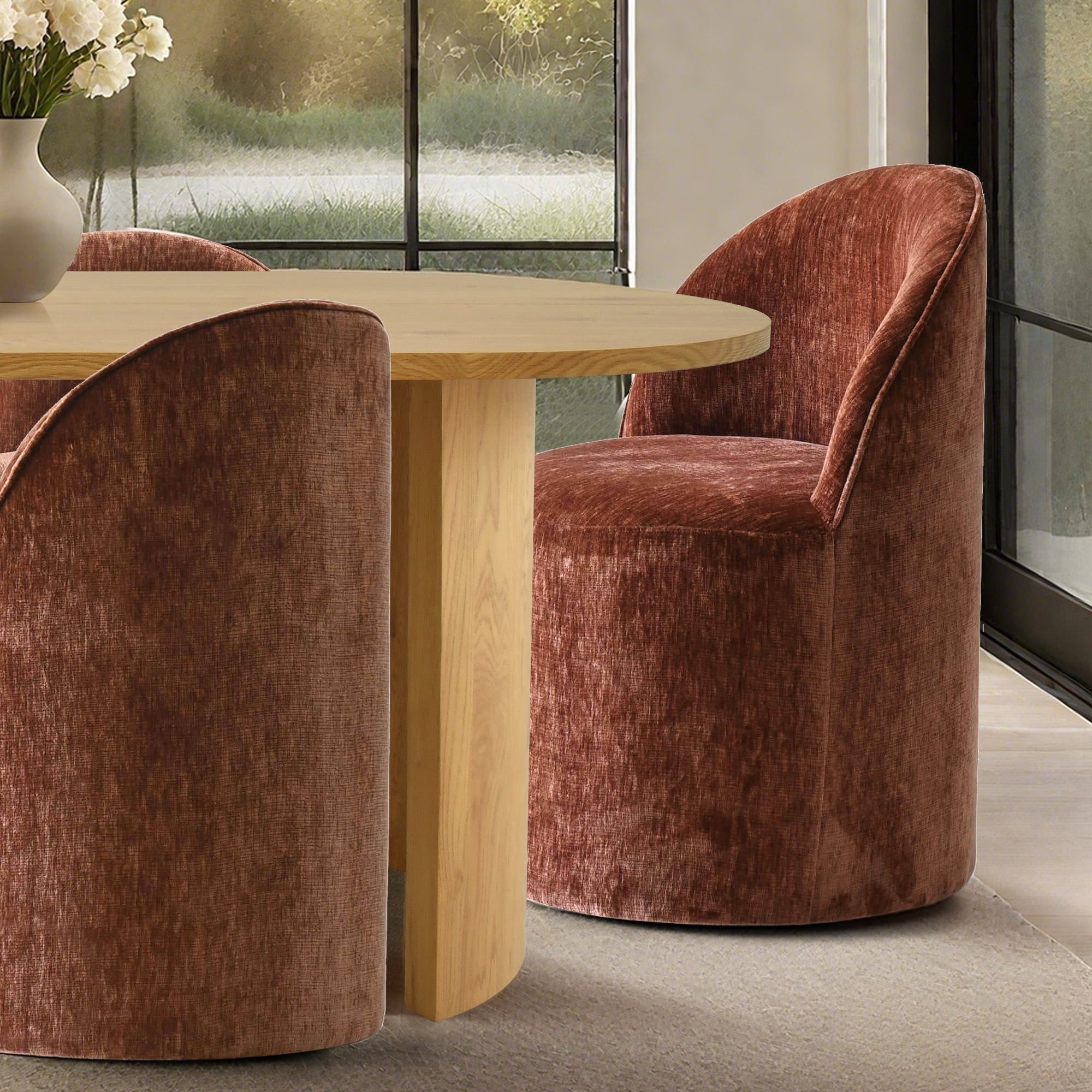 Dwen & Doris 79" Natural Oval Dining Table Set for 6 (7-Piece)