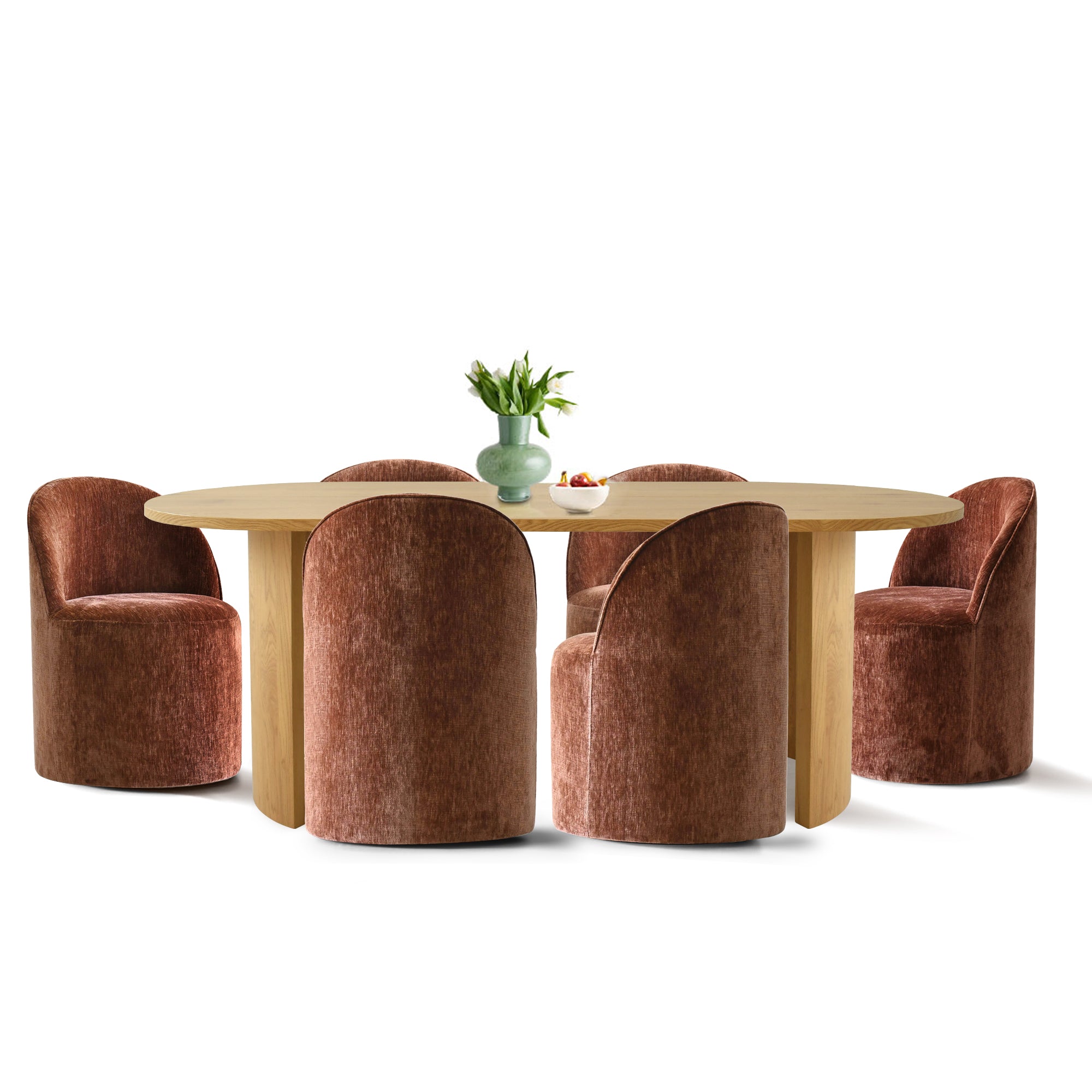 Dwen & Doris 79" Natural Oval Dining Table Set for 6 (7-Piece)