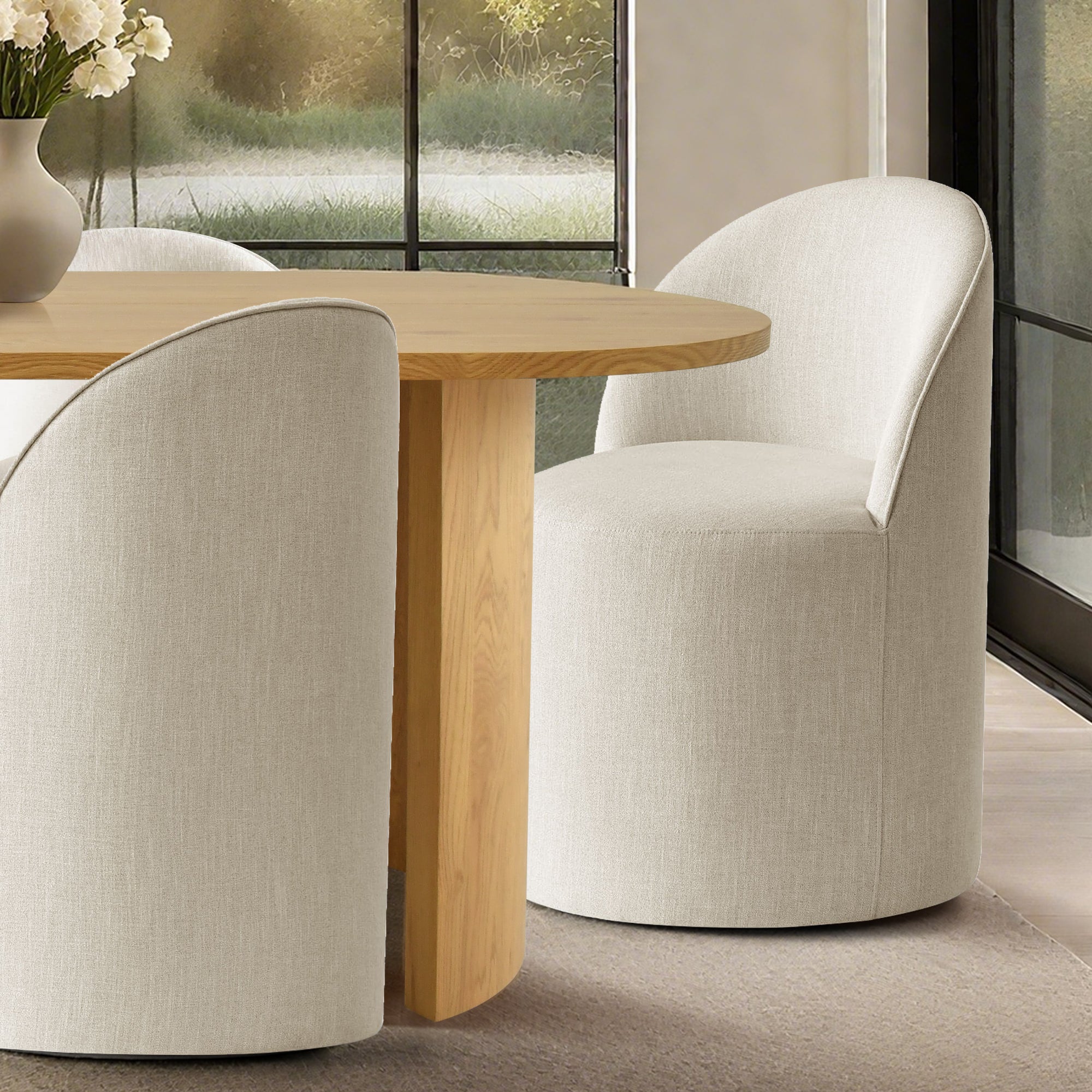 Dwen & Doris 79" Natural Oval Dining Table Set for 6 (7-Piece)