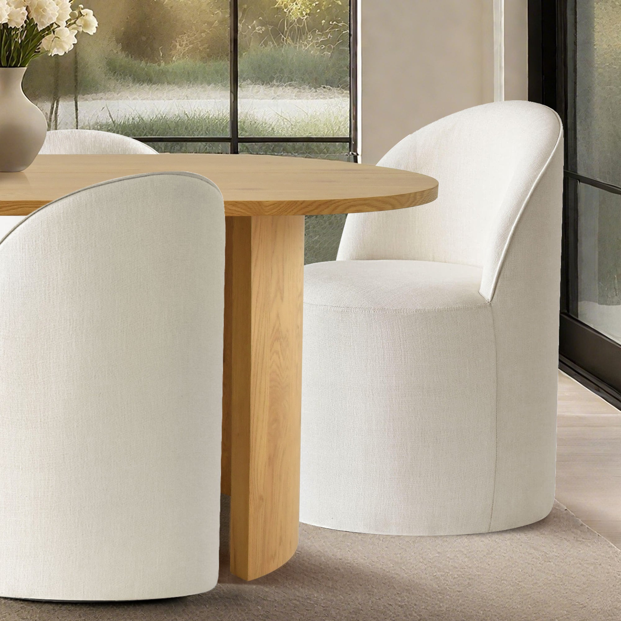 Dwen & Doris 79" Natural Oval Dining Table Set for 6 (7-Piece)