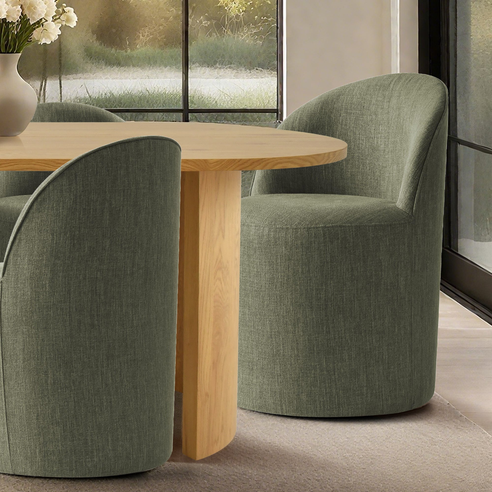 Dwen & Doris 79" Natural Oval Dining Table Set for 6 (7-Piece)