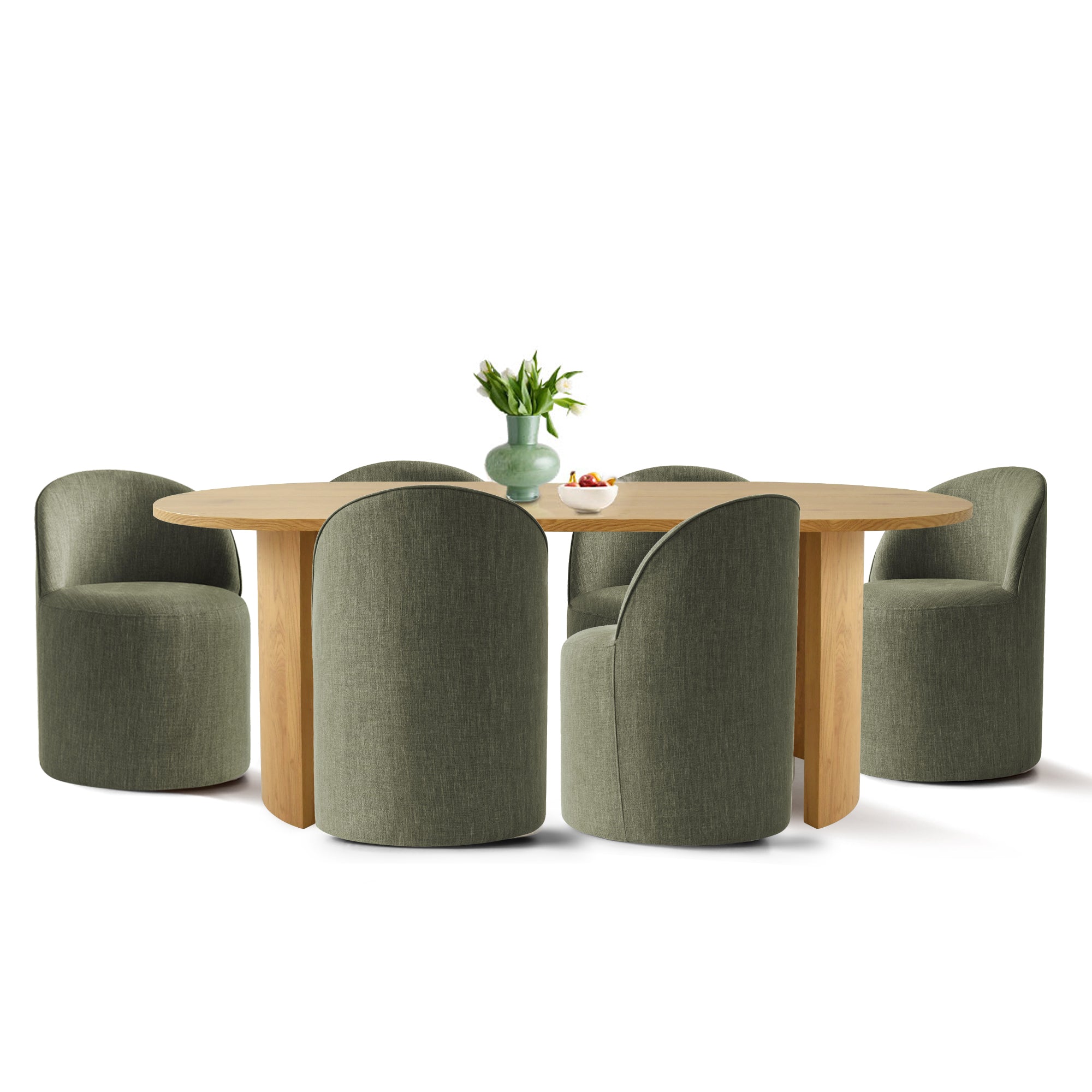 Dwen & Doris 79" Natural Oval Dining Table Set for 6 (7-Piece)