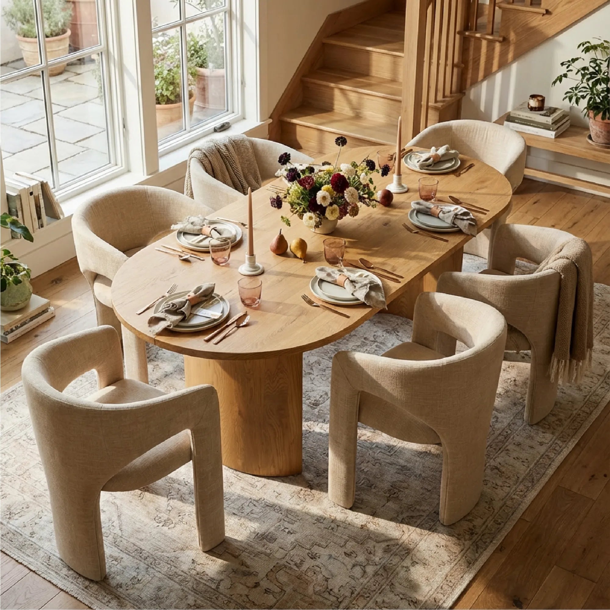 Dwen & Khloe 79" Oval Dining Table Set for 6 (7-Piece)