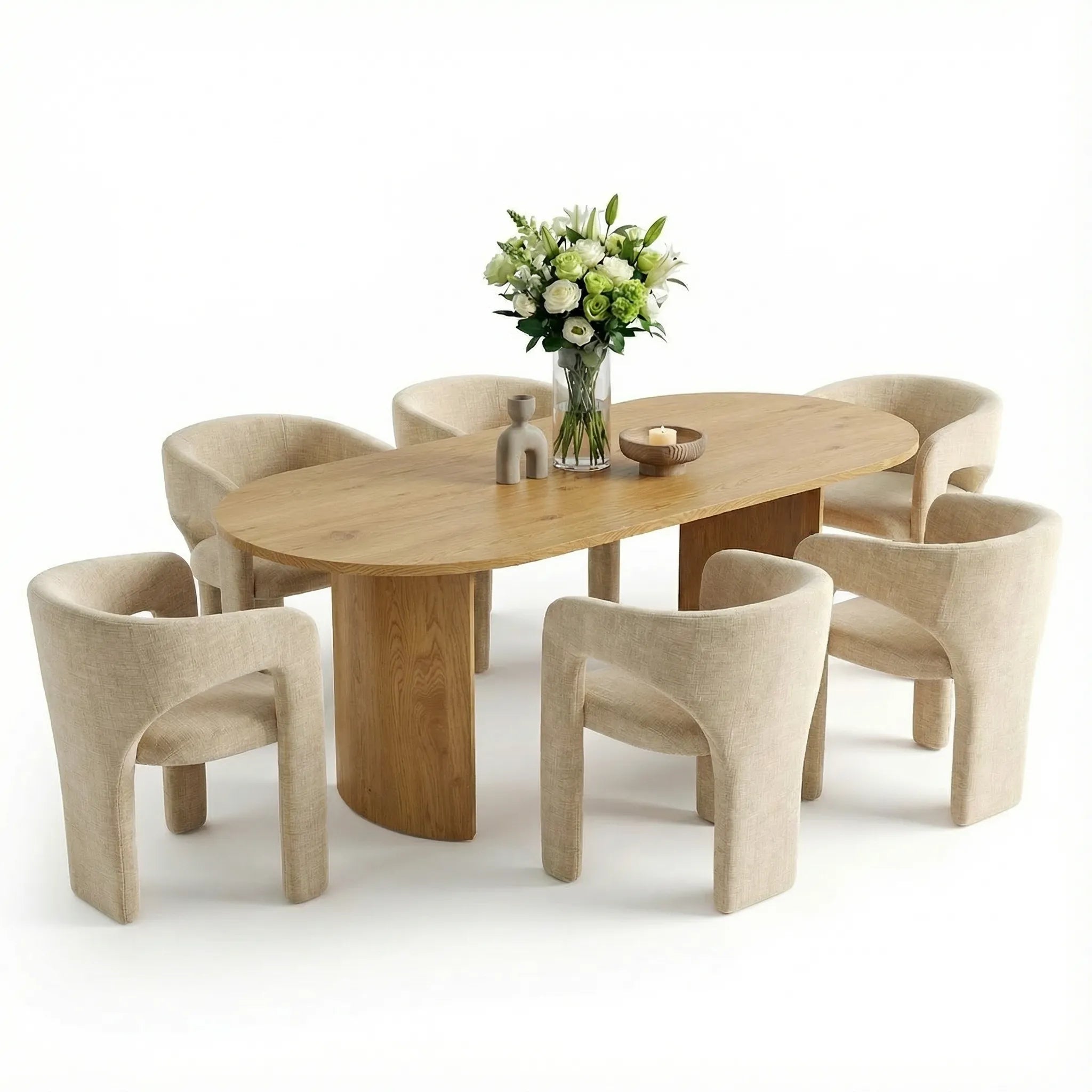 Dwen & Khloe 79" Oval Dining Table Set for 6 (7-Piece)