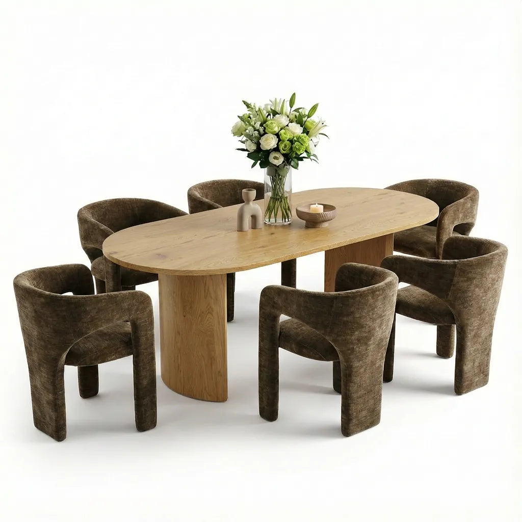 Dwen & Khloe 79" Oval Dining Table Set for 6 (7-Piece)