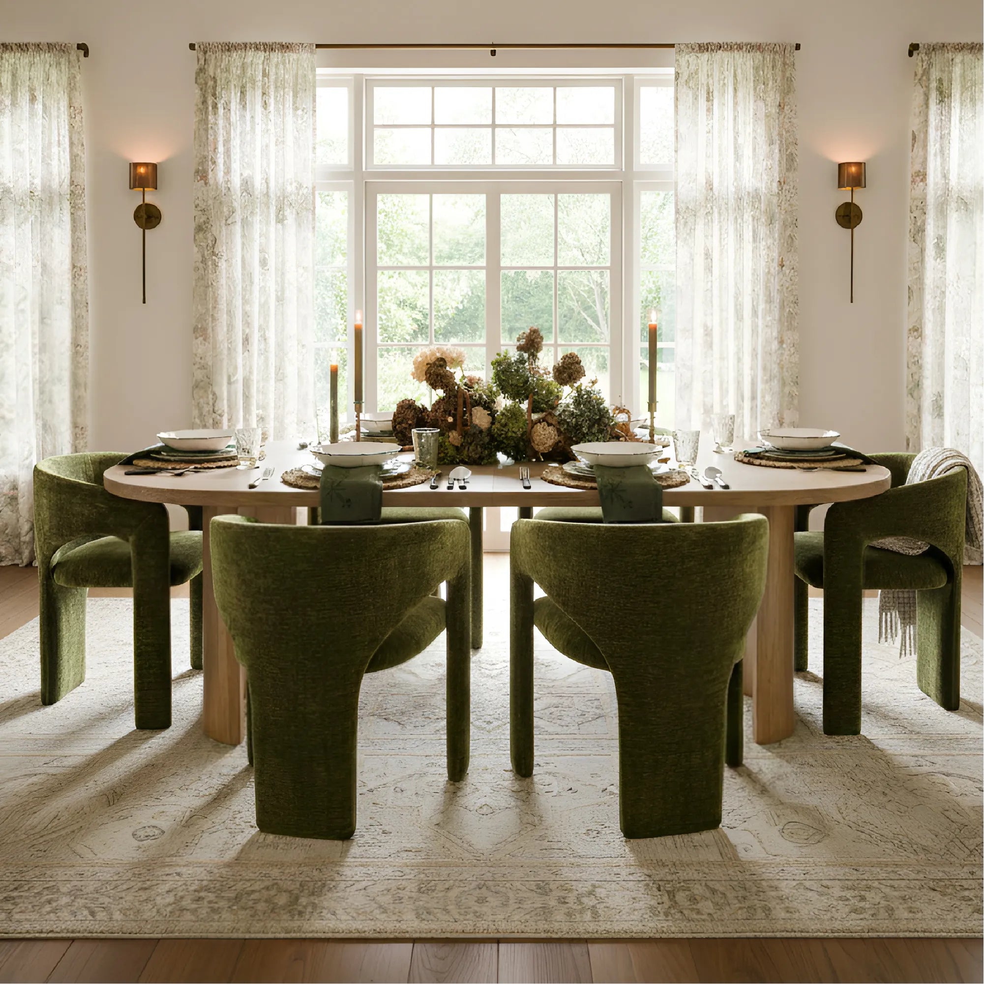 Dwen & Khloe 79" Oval Dining Table Set for 6 (7-Piece)