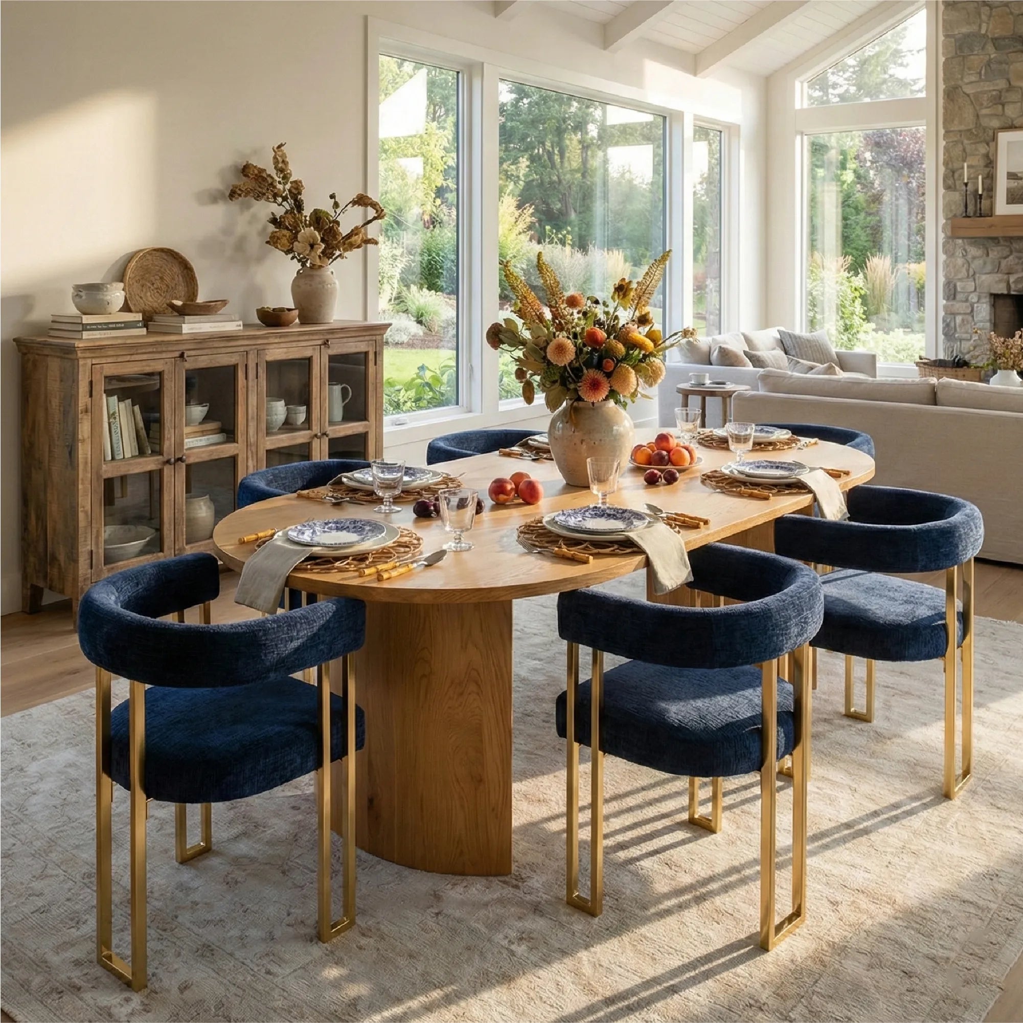 Mia Modern Gold Chenille Dining Chair with Arms (Set of 6)
