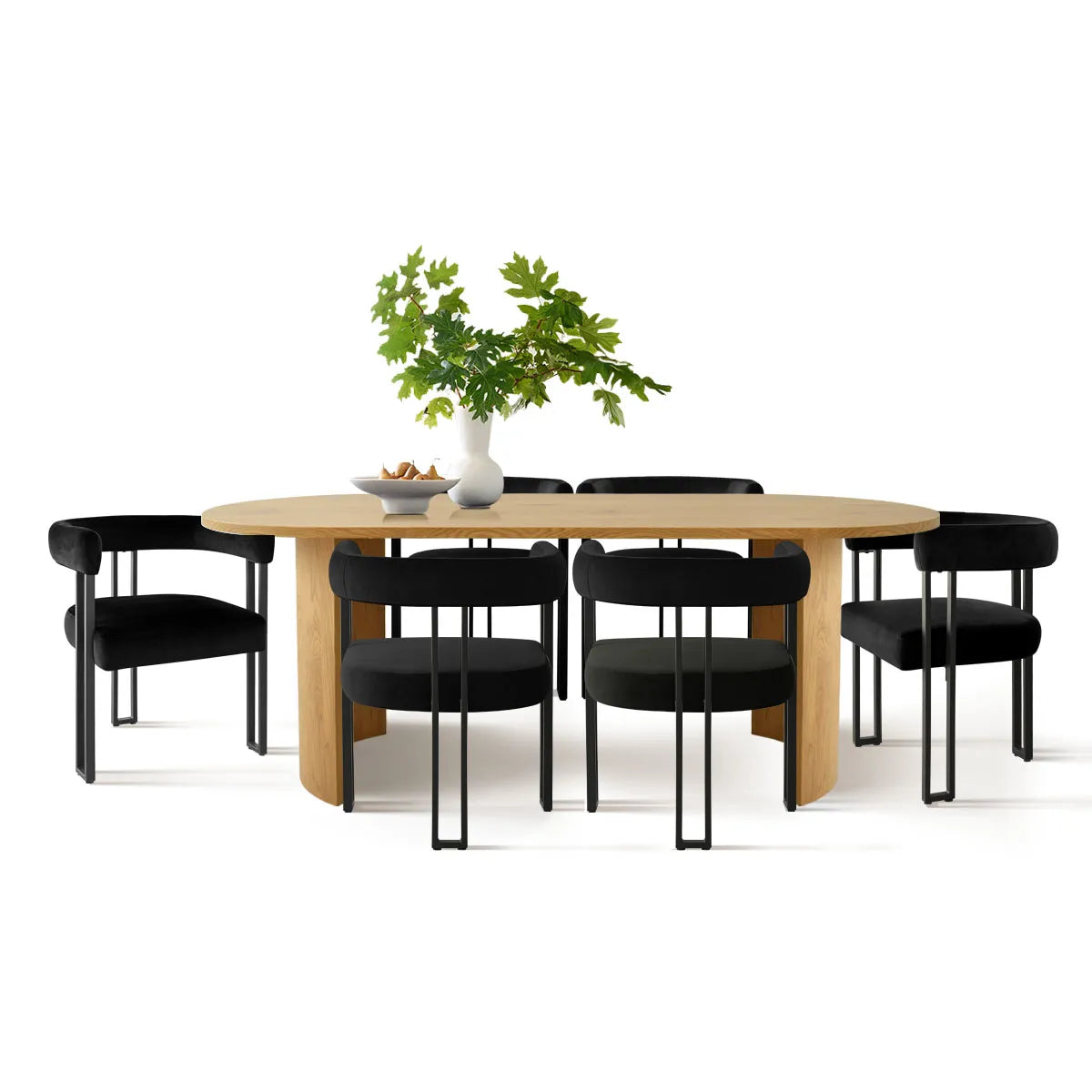 Dwen & Mia 79" Velvet Oval Dining Table Set for 6 (7-Piece)