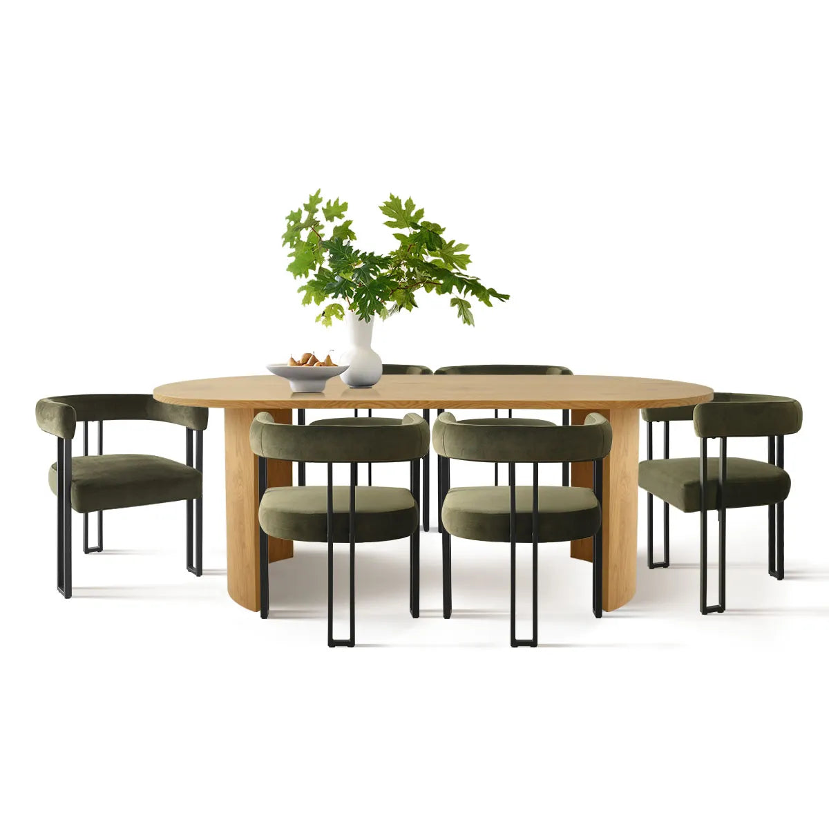 Dwen & Mia 79" Velvet Oval Dining Table Set for 6 (7-Piece)