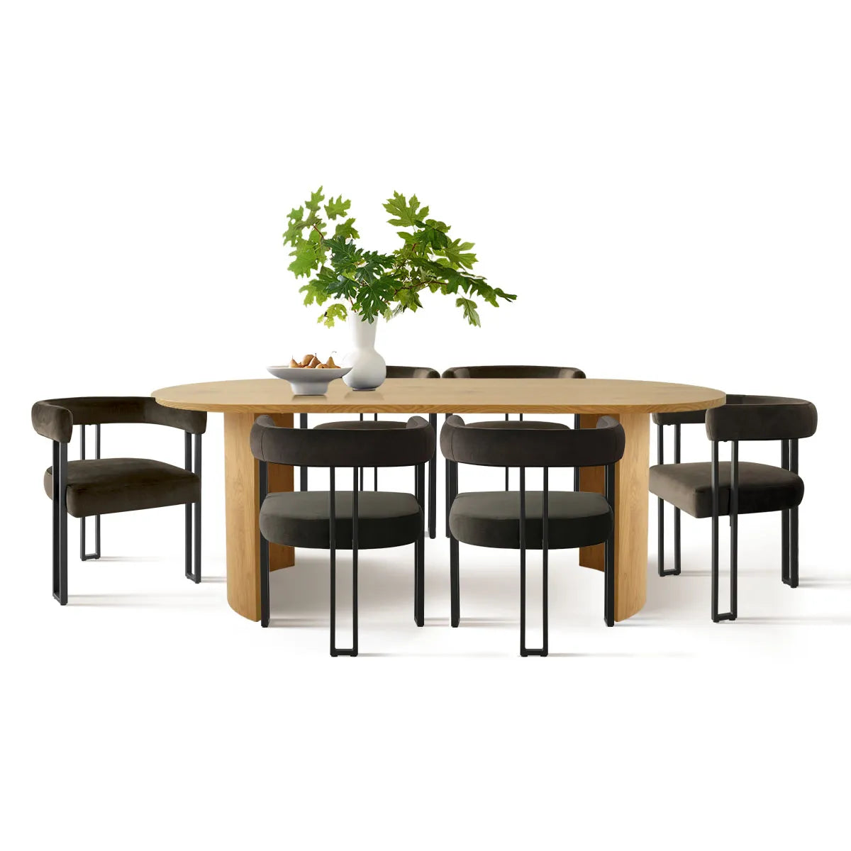 Dwen & Mia 79" Velvet Oval Dining Table Set for 6 (7-Piece)