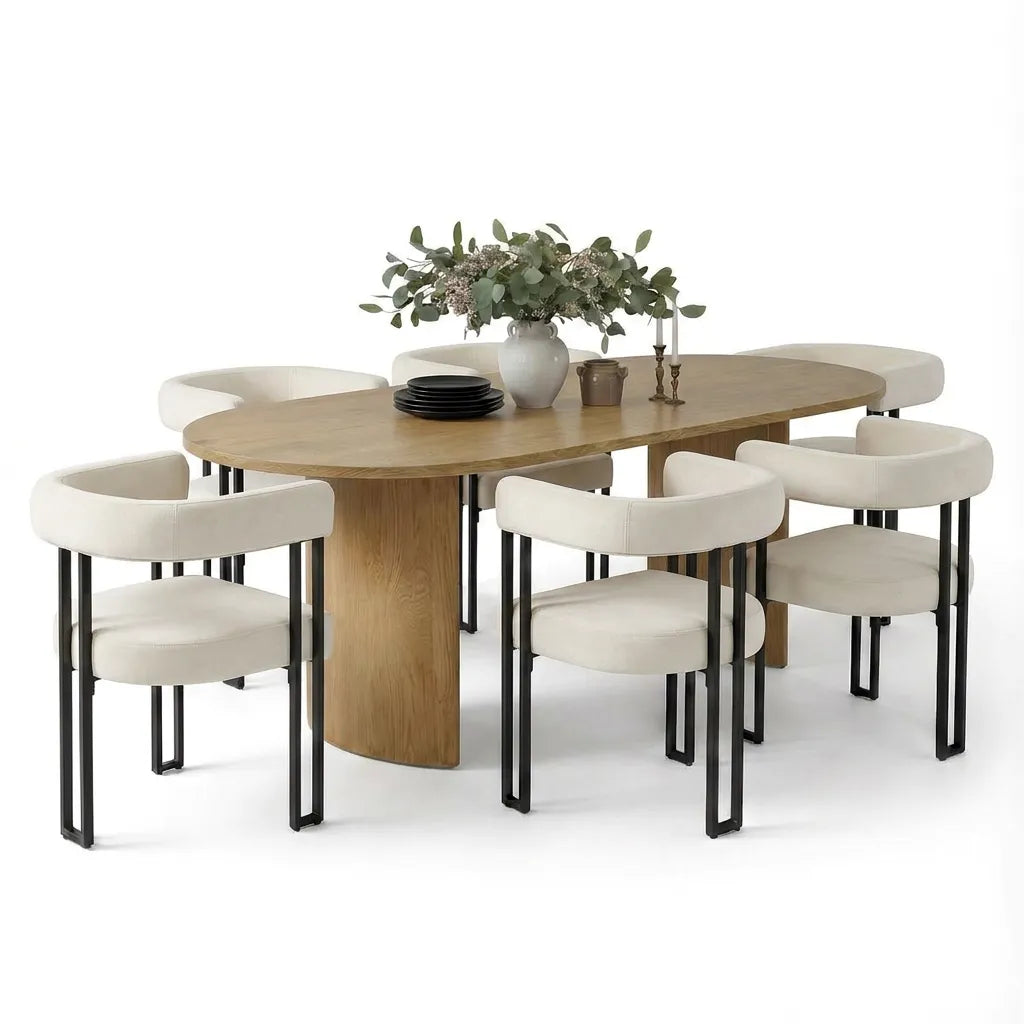 Dwen & Mia 79" Oval Dining Table Set for 6 (7-Piece)
